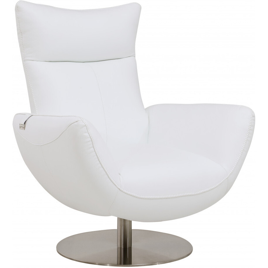 43"" White Contemporary Leather Lounge Chair