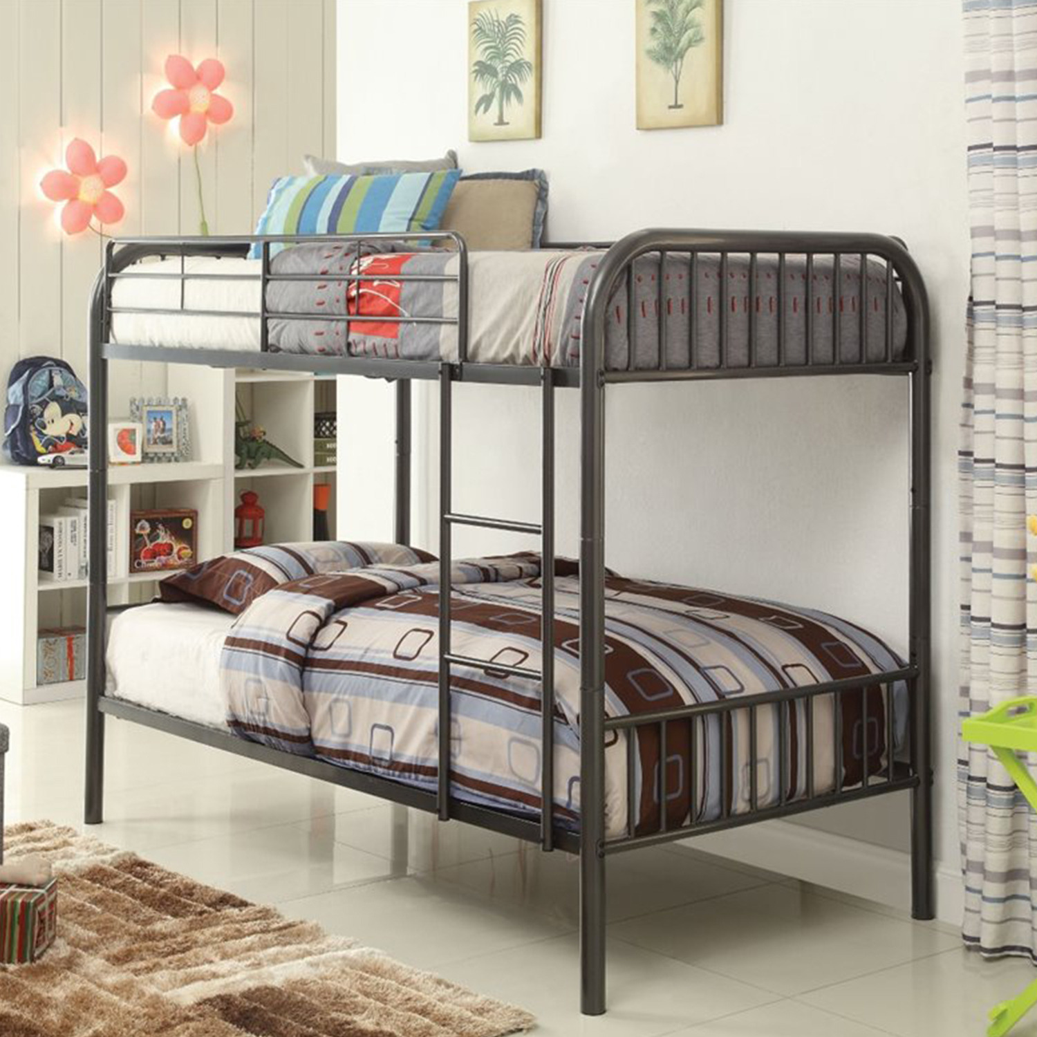 79"" X 42"" X 61"" Gunmetal Metal Twin Over Twin Bunk Bed
