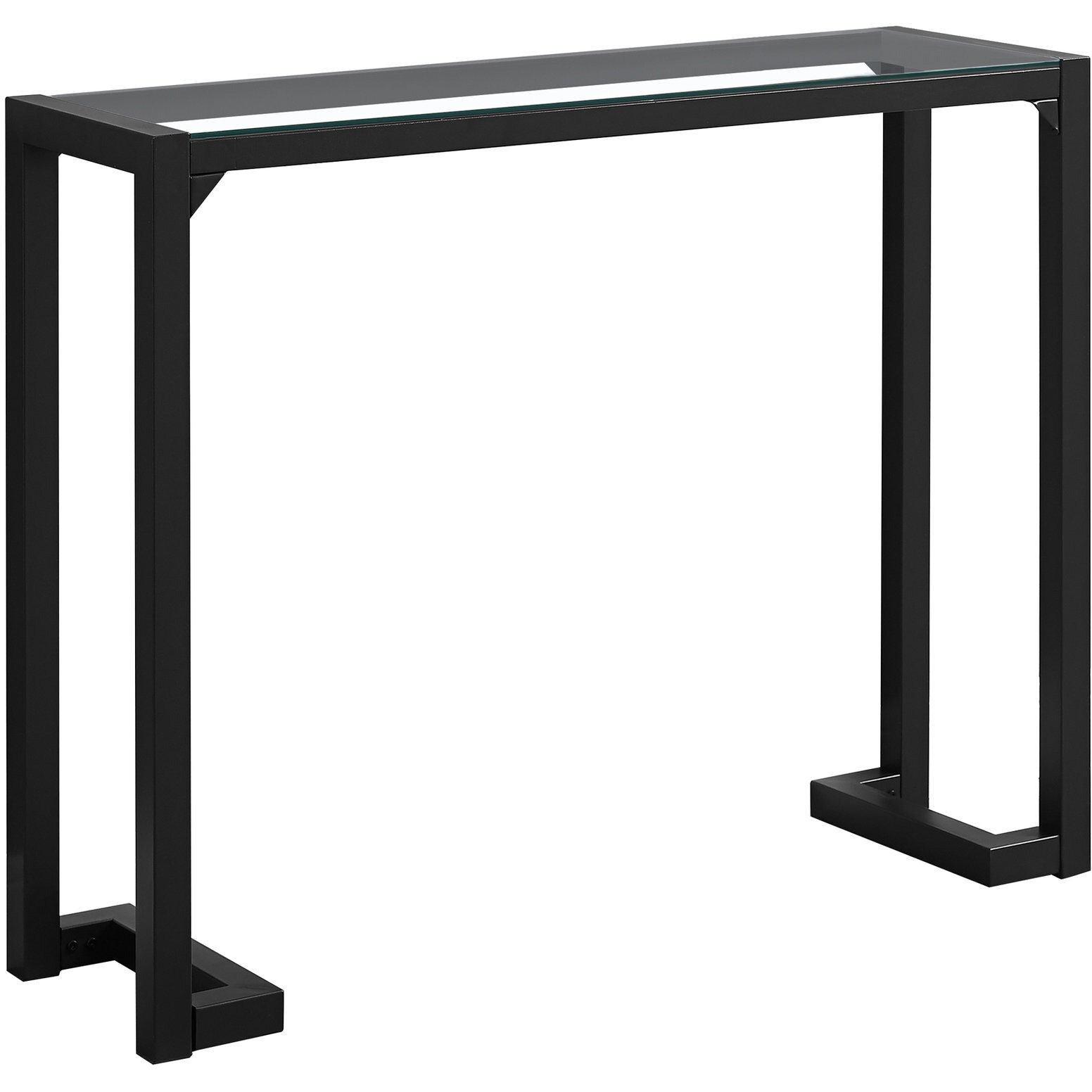 12"" X 42"" X 32"" Tempered And Black Metal Accent Table