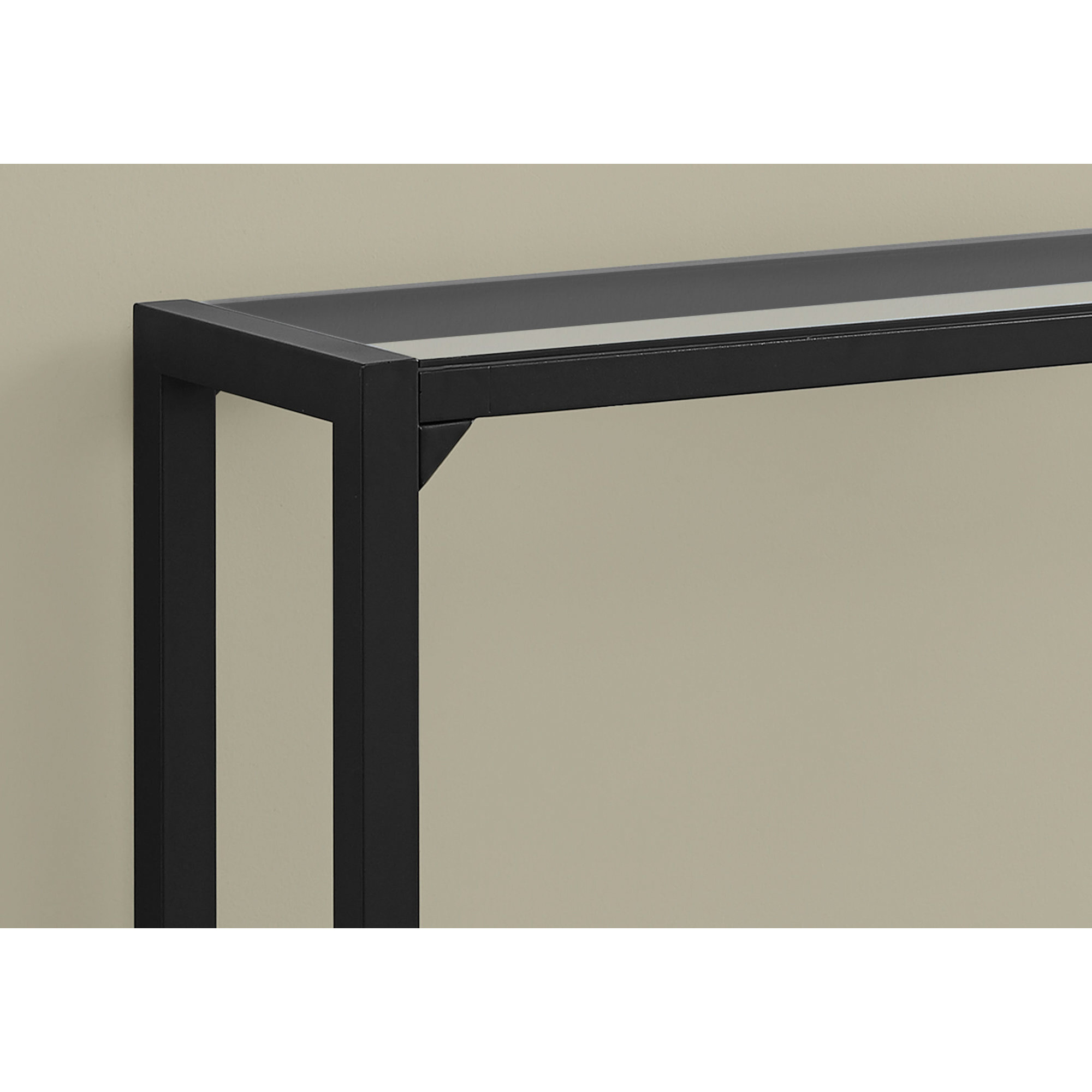 12"" X 42"" X 32"" Tempered And Black Metal Accent Table