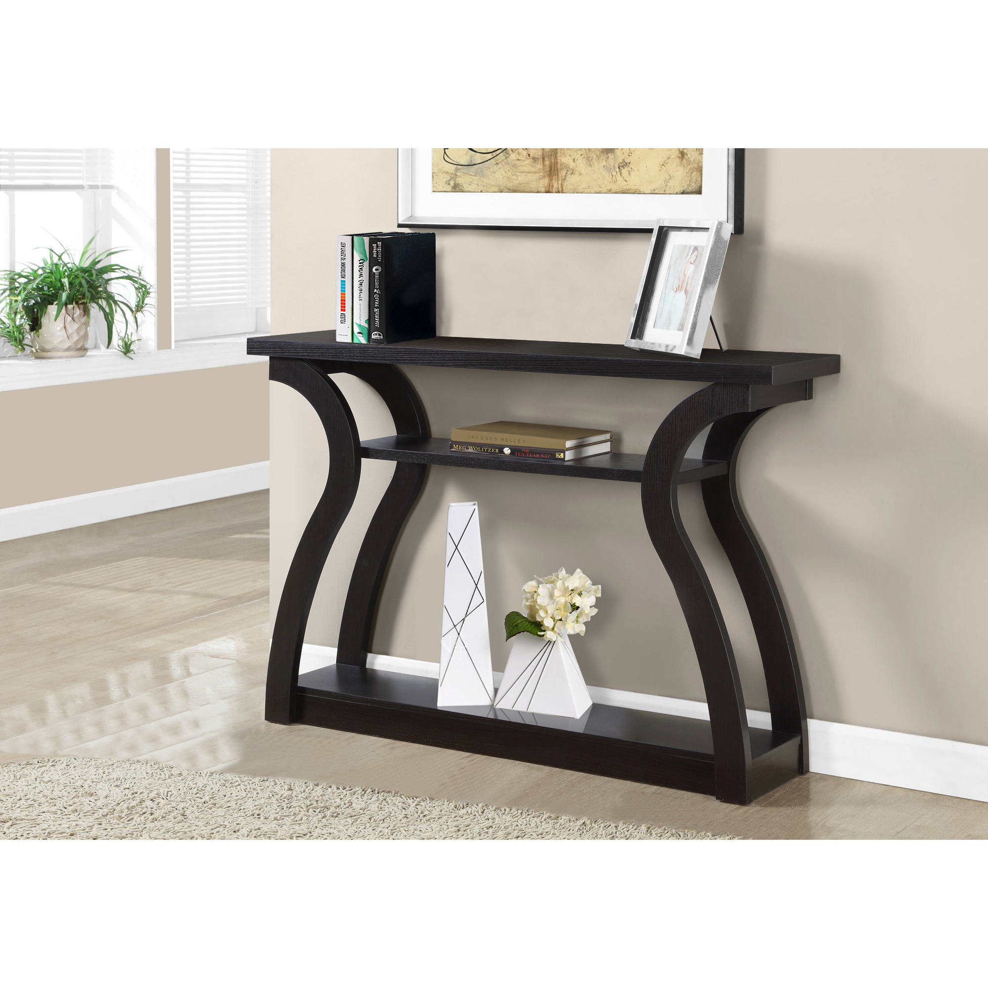 11.5"" X 47.25"" X 32"" Cappuccino Hollow Core Particle Board  Accent Table Hall Console