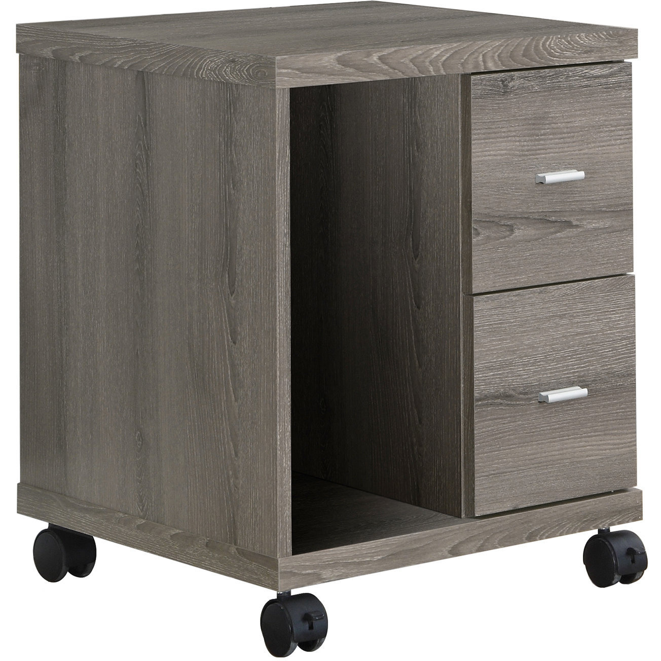 17.75"" X 17.75"" X 23"" Dark Taupe Particle Board Hollow Core 2 Drawers  Office Cabinet