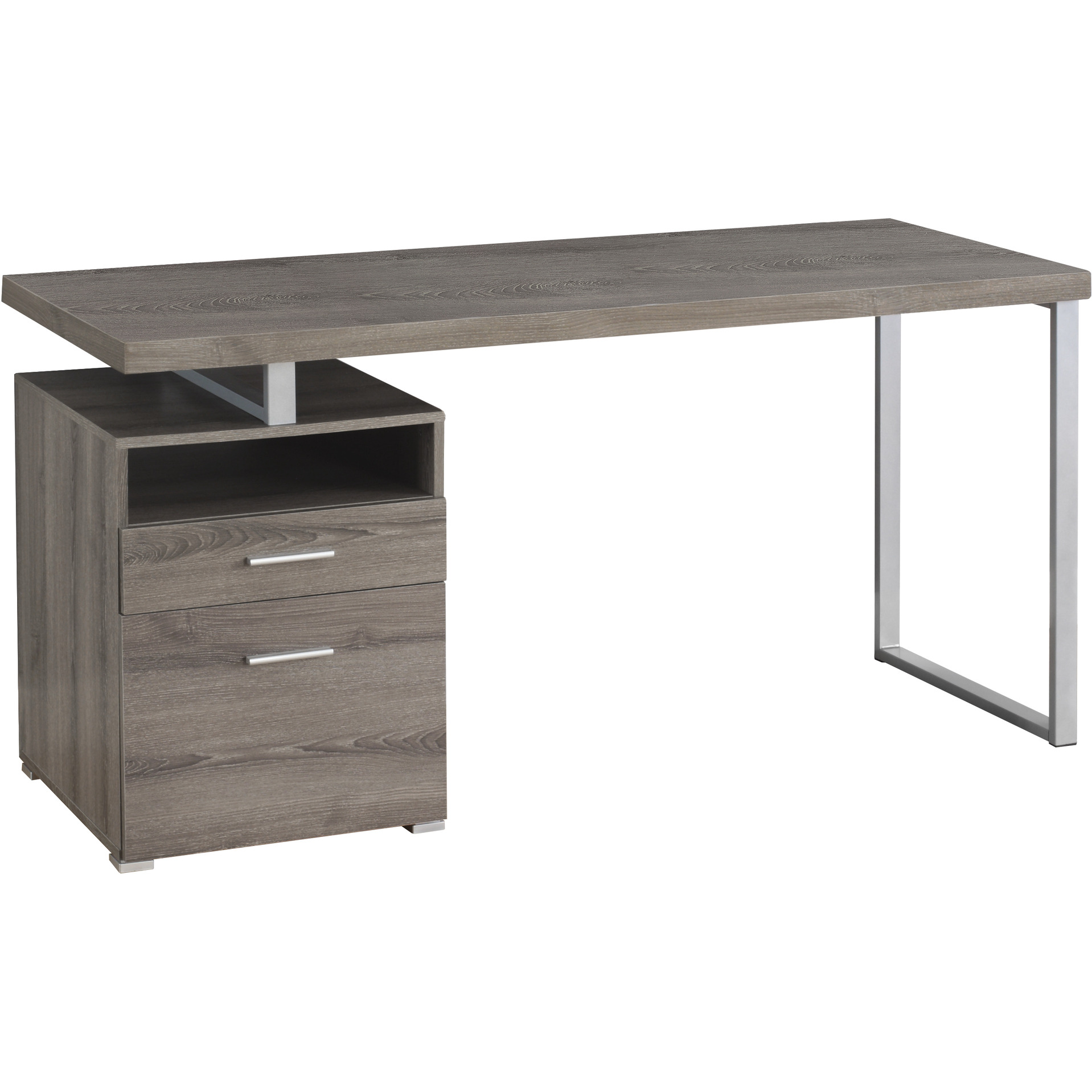 24"" Taupe Rectangular Computer Desk With Two Drawers