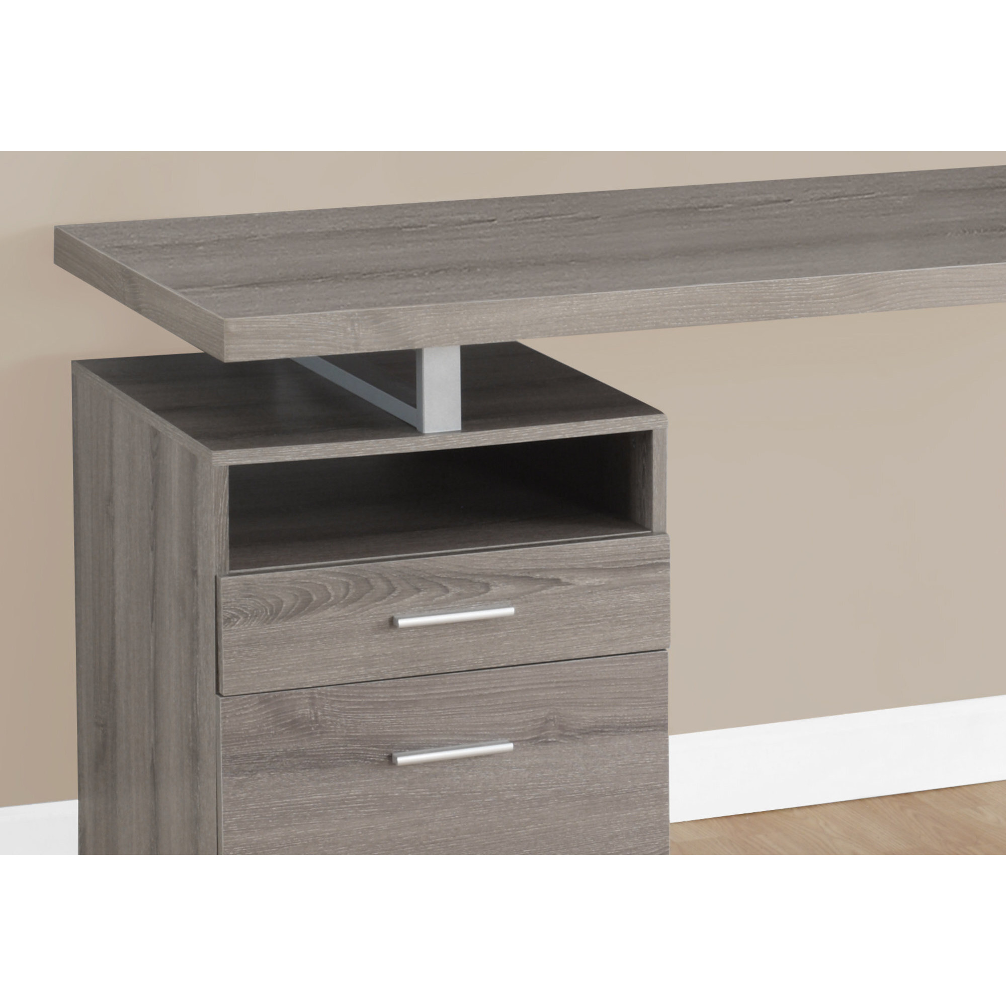 24"" Taupe Rectangular Computer Desk With Two Drawers