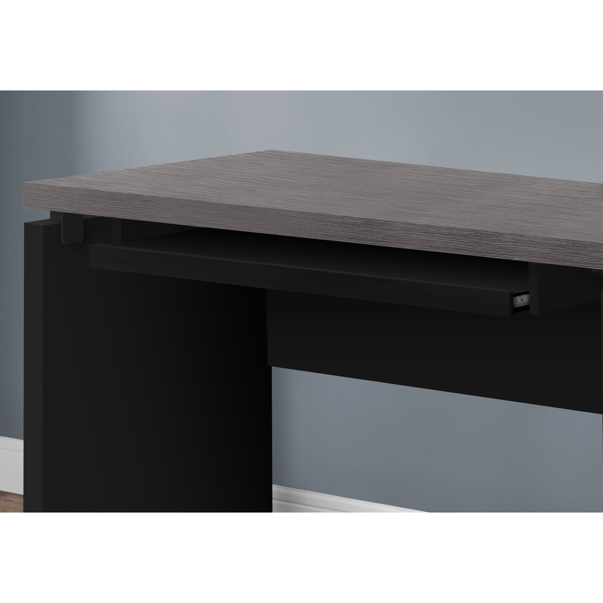 30.75"" Black Particle Board  Mdf  And Laminate Computer Desk With A Grey Top