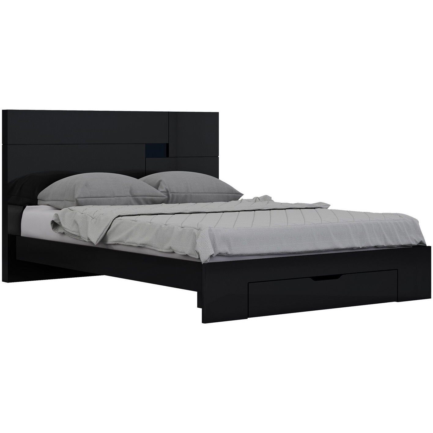 72'"" X 85'""  X 43'"" Modern California King Black High Gloss Bed