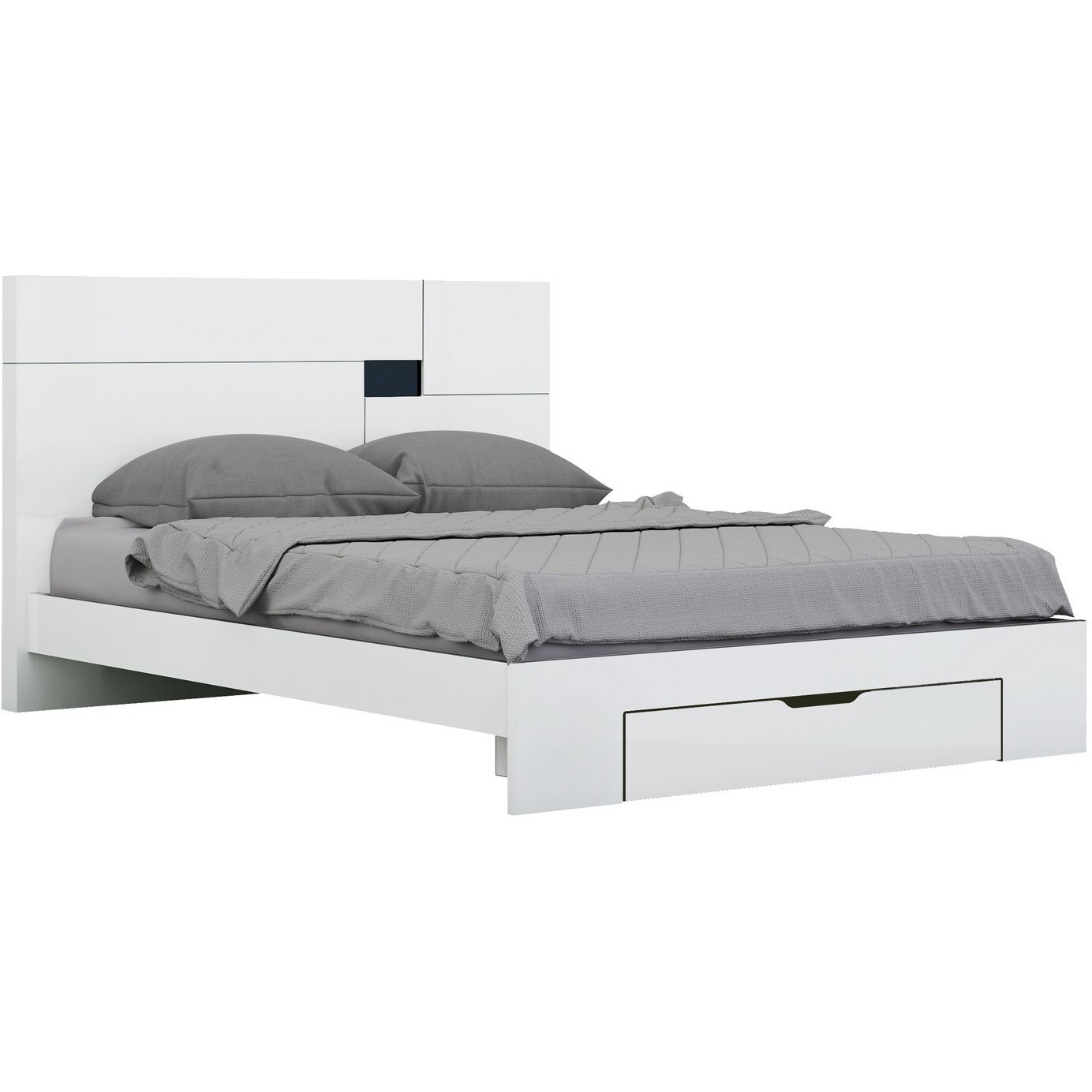 60'"" X 80'""  X 43'"" Modern Queen White High Gloss Bed