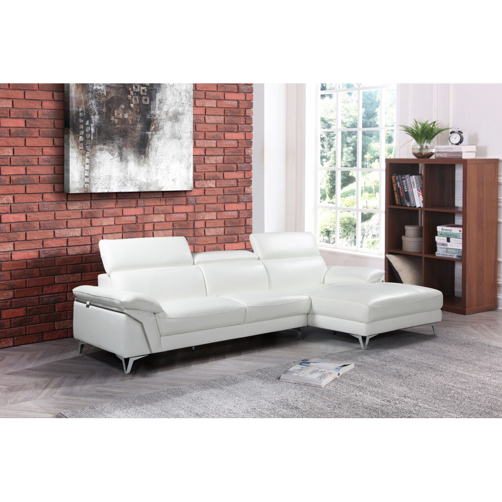 181'"" X 41'""  X 39'"" Modern White Leather Sectional