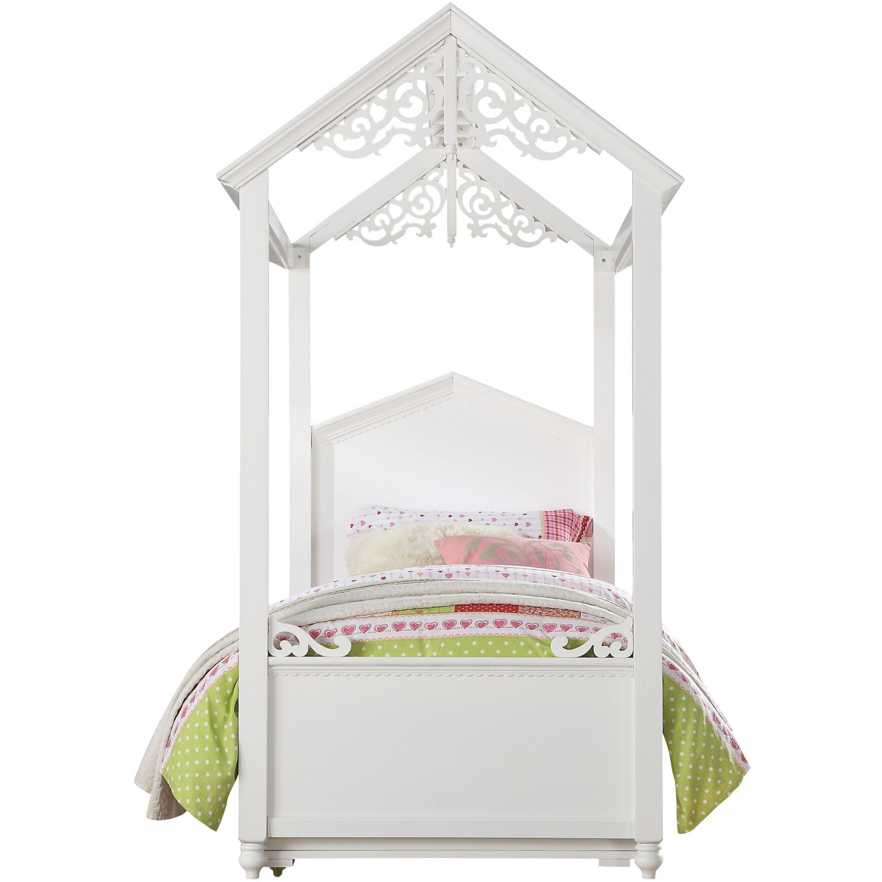45.5"" X 82"" X 85"" White Wood Twin Bed