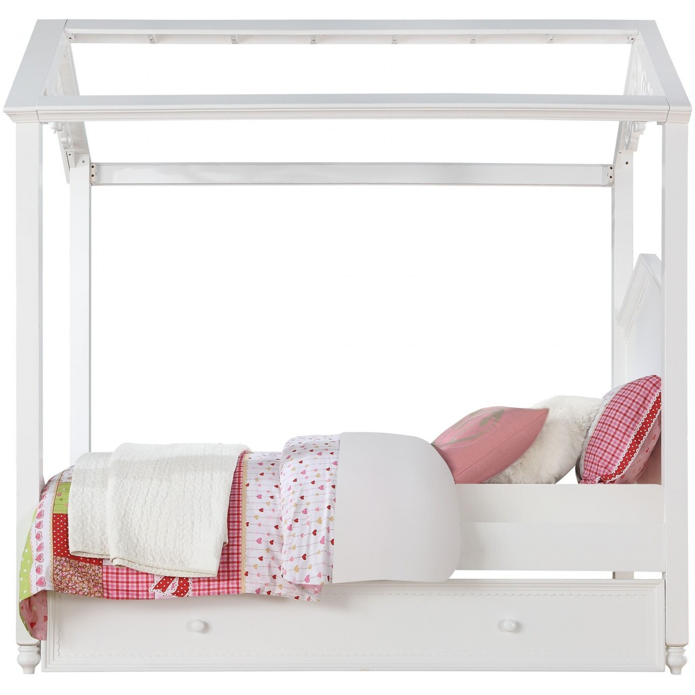 45.5"" X 82"" X 85"" White Wood Twin Bed