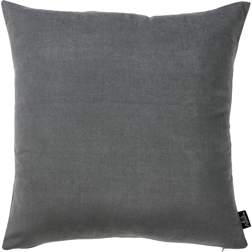 Set Of 2 Grey Brushed Twill Decorative Throw Pillow Covers