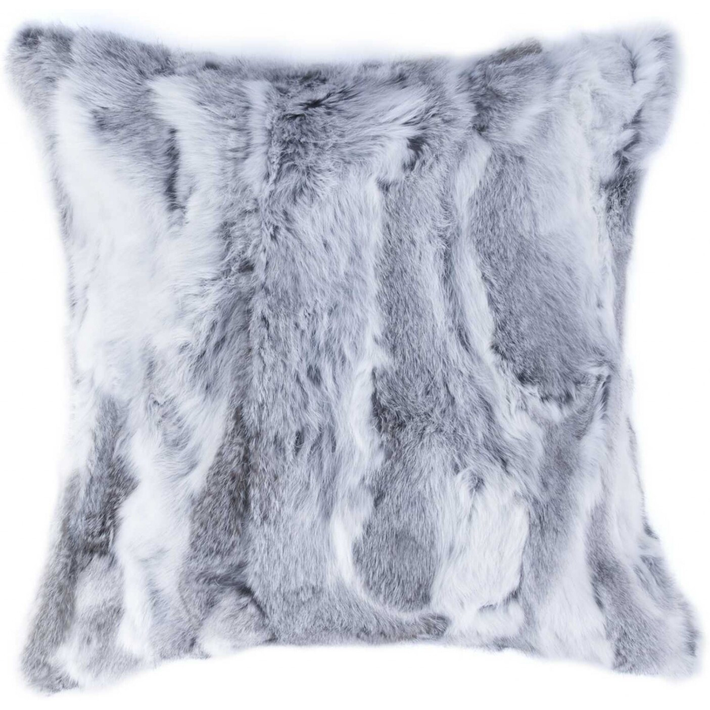 5"" X 18"" X 18"" 100% Natural Rabbit Fur Grey Pillow