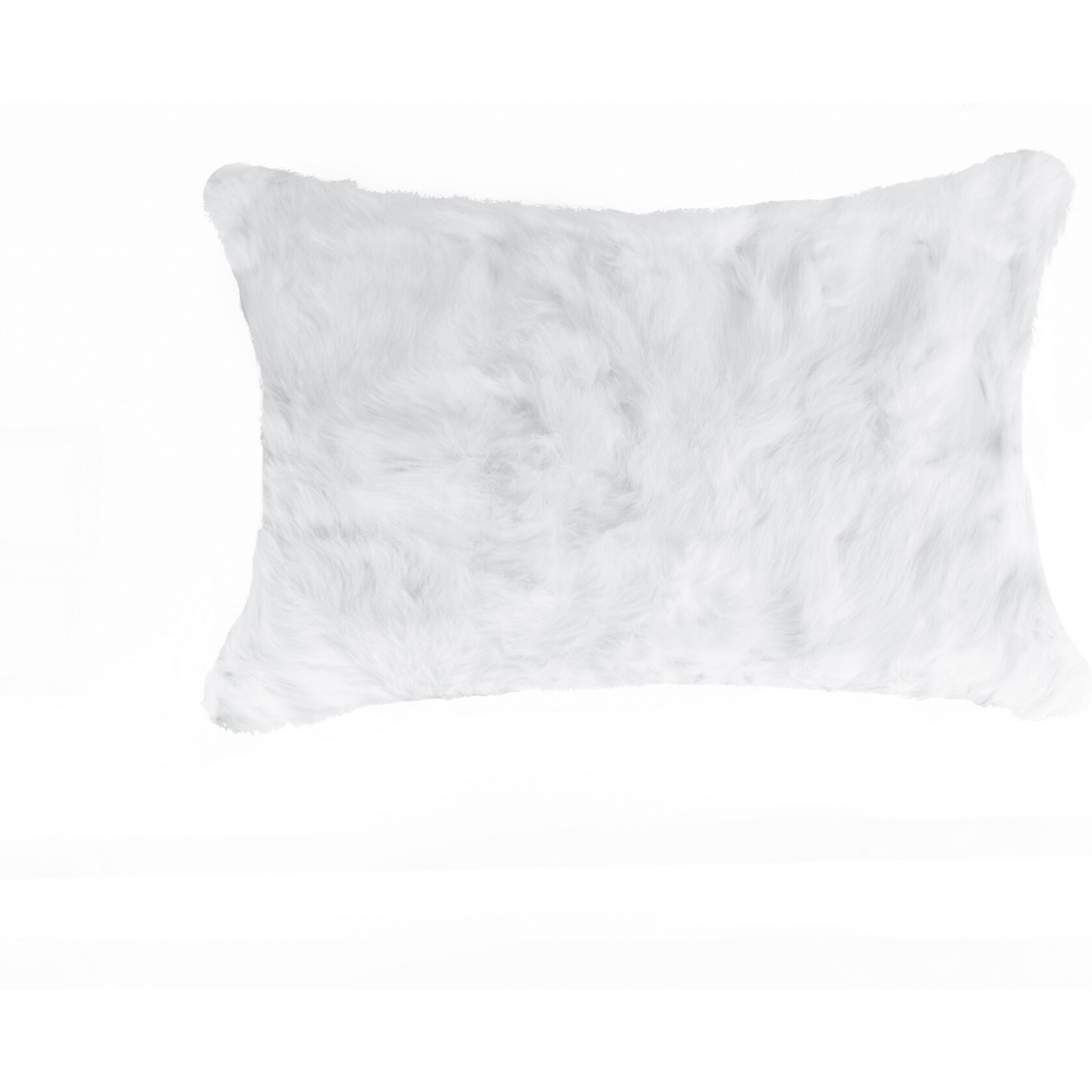 5"" X 12"" X 20"" 100% Natural Rabbit Fur White Pillow
