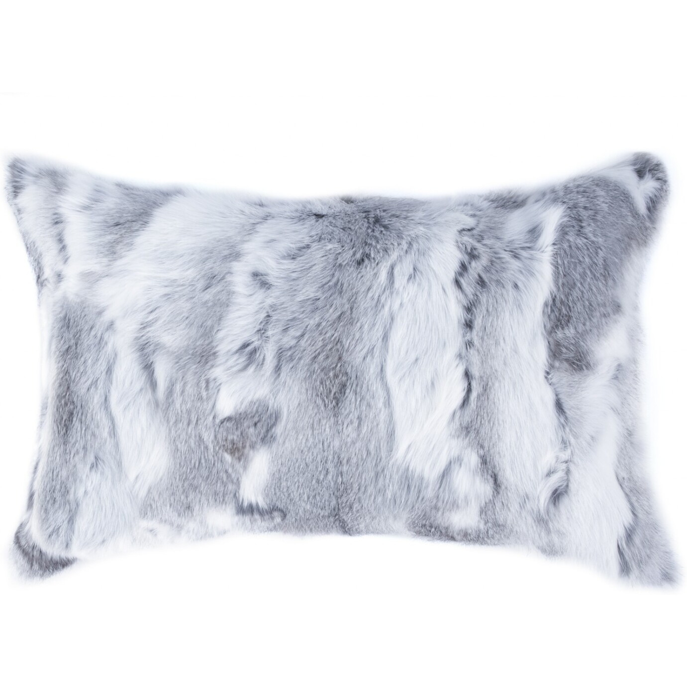 5"" X 12"" X 20"" 100% Natural Rabbit Fur Grey Pillow