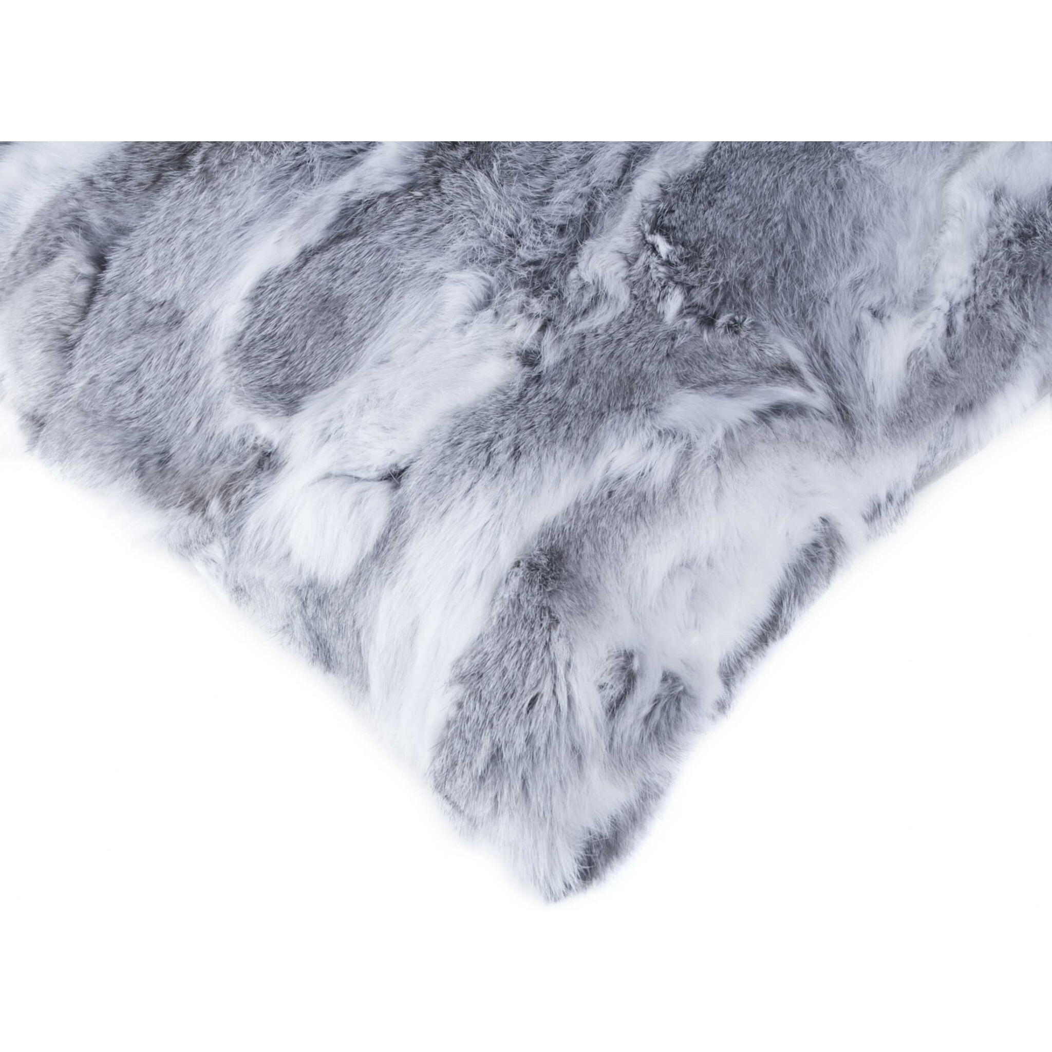 5"" X 12"" X 20"" 100% Natural Rabbit Fur Grey Pillow