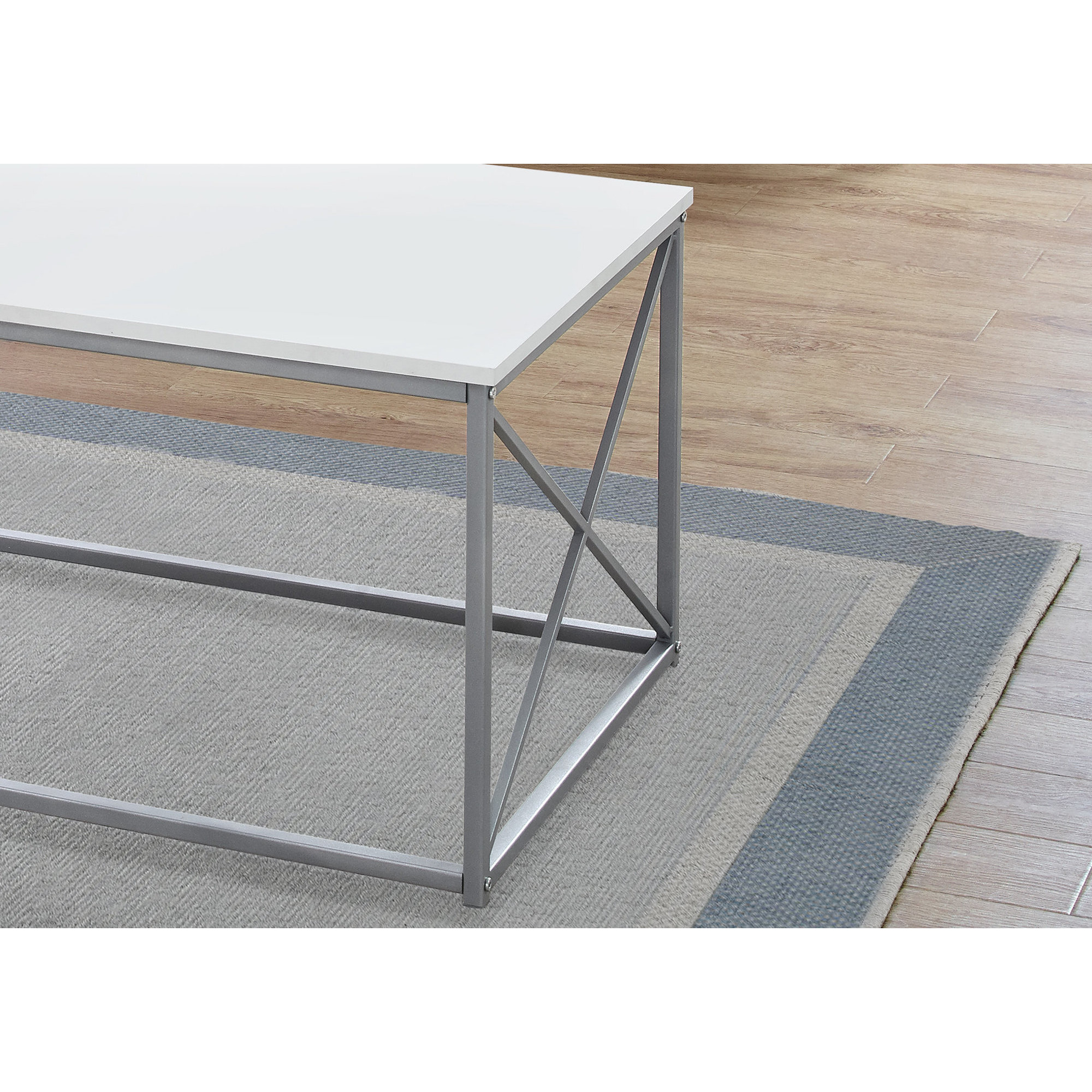 White Silver Metal Table Set - 3Pcs Set