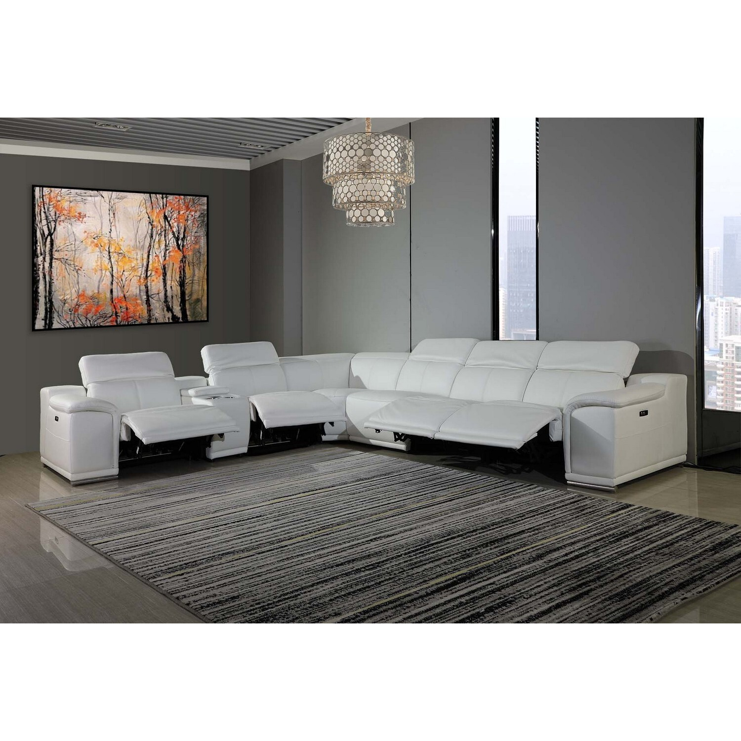 254"" X 280"" X 237.4"" White Power Reclining 7Pc Sectional
