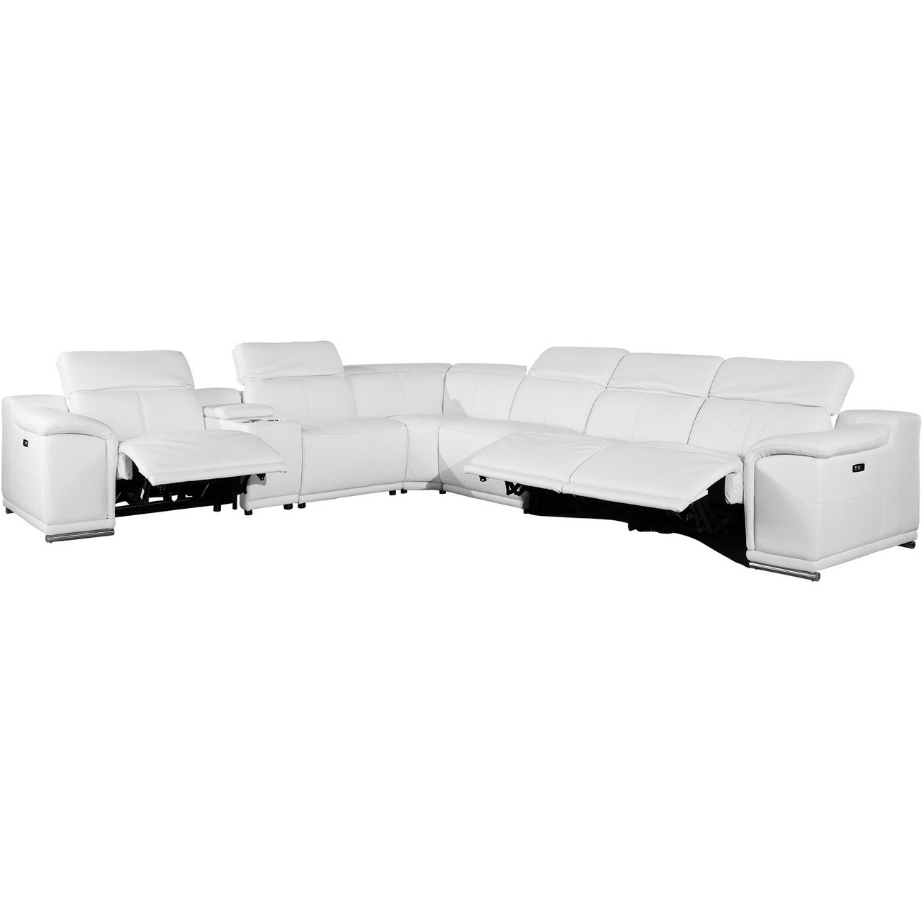 254"" X 280"" X 237.4"" White Power Reclining 7Pc Sectional