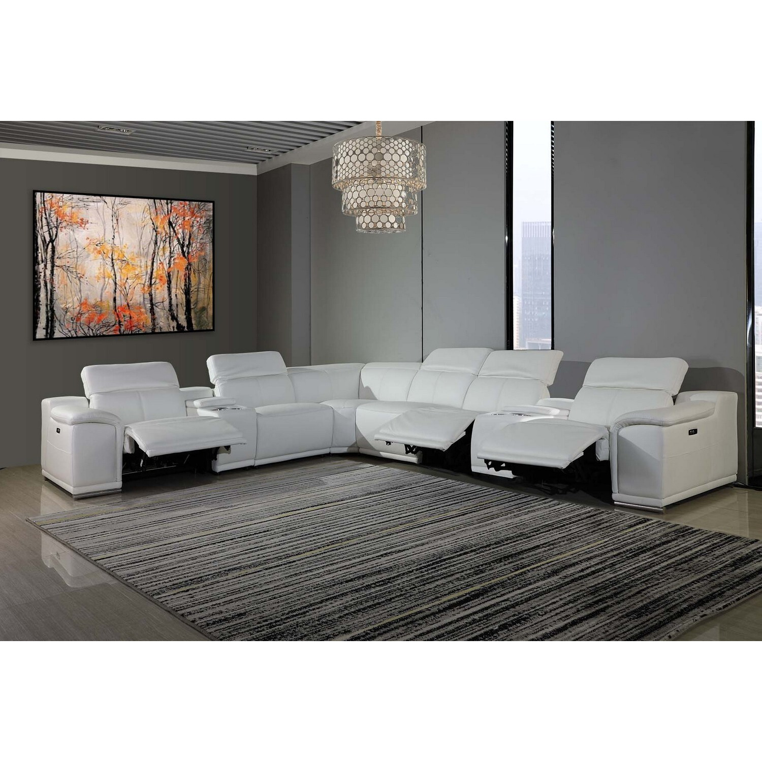 154"" X 200"" X 162.2"" White Power Reclining 8Pc Sectional