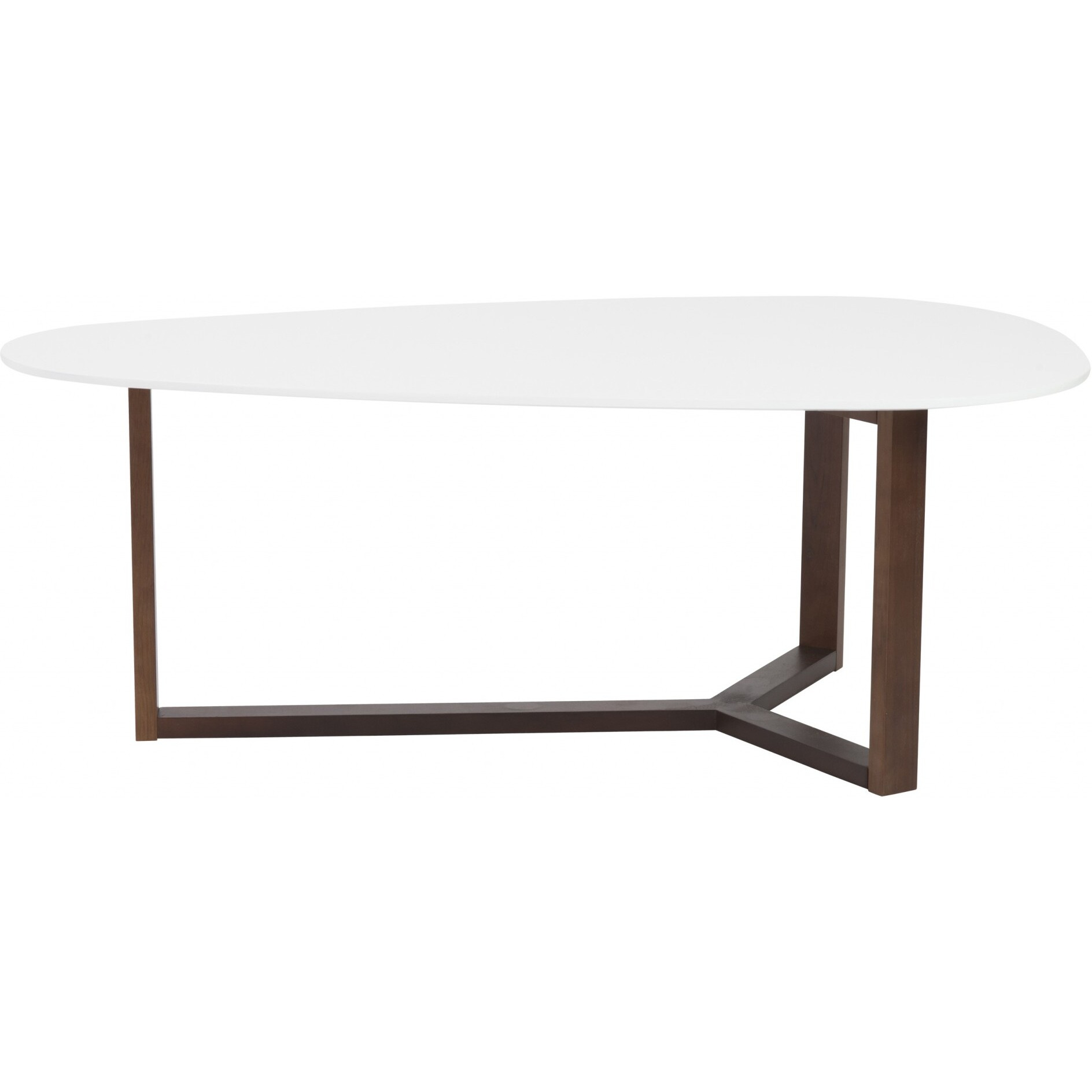 47.64"" X 27.56"" X 14.97"" Coffee Table In Matte White With Dark Walnut Base
