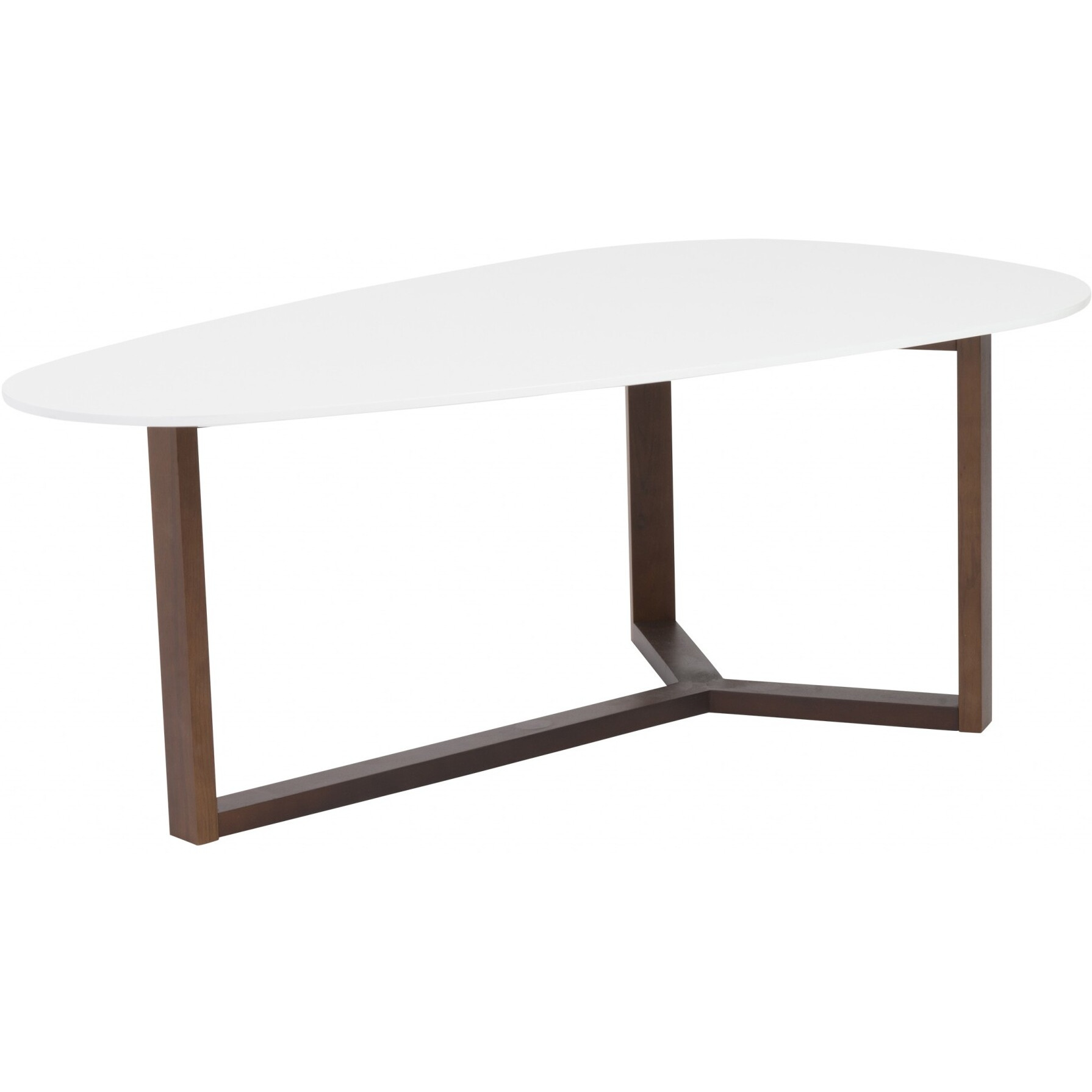 47.64"" X 27.56"" X 14.97"" Coffee Table In Matte White With Dark Walnut Base