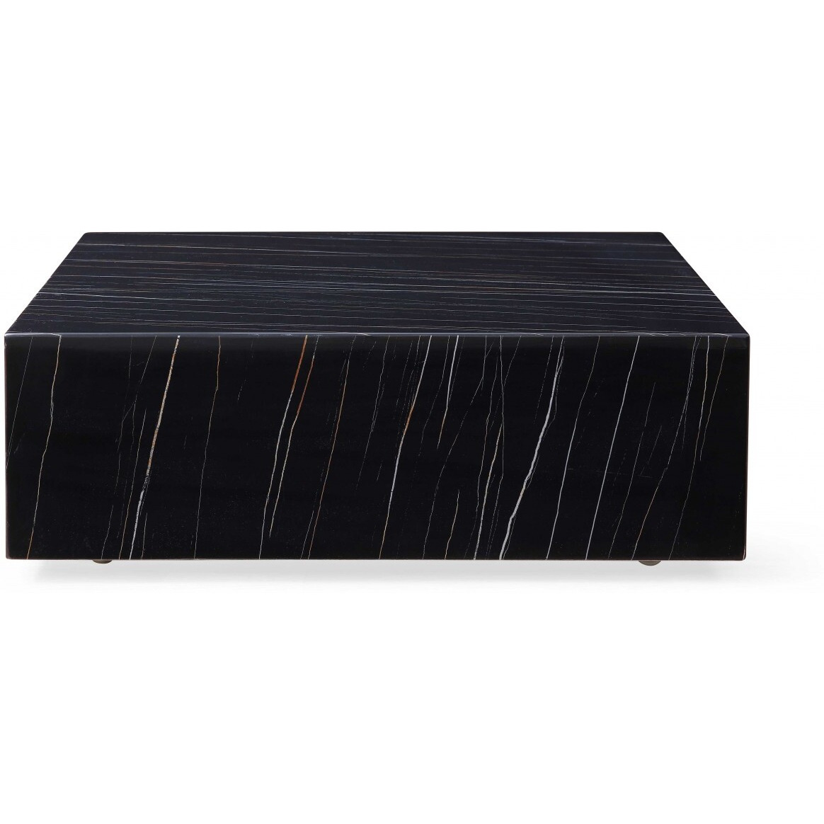 35"" Black Genuine Marble And Brass Square Coffee Table