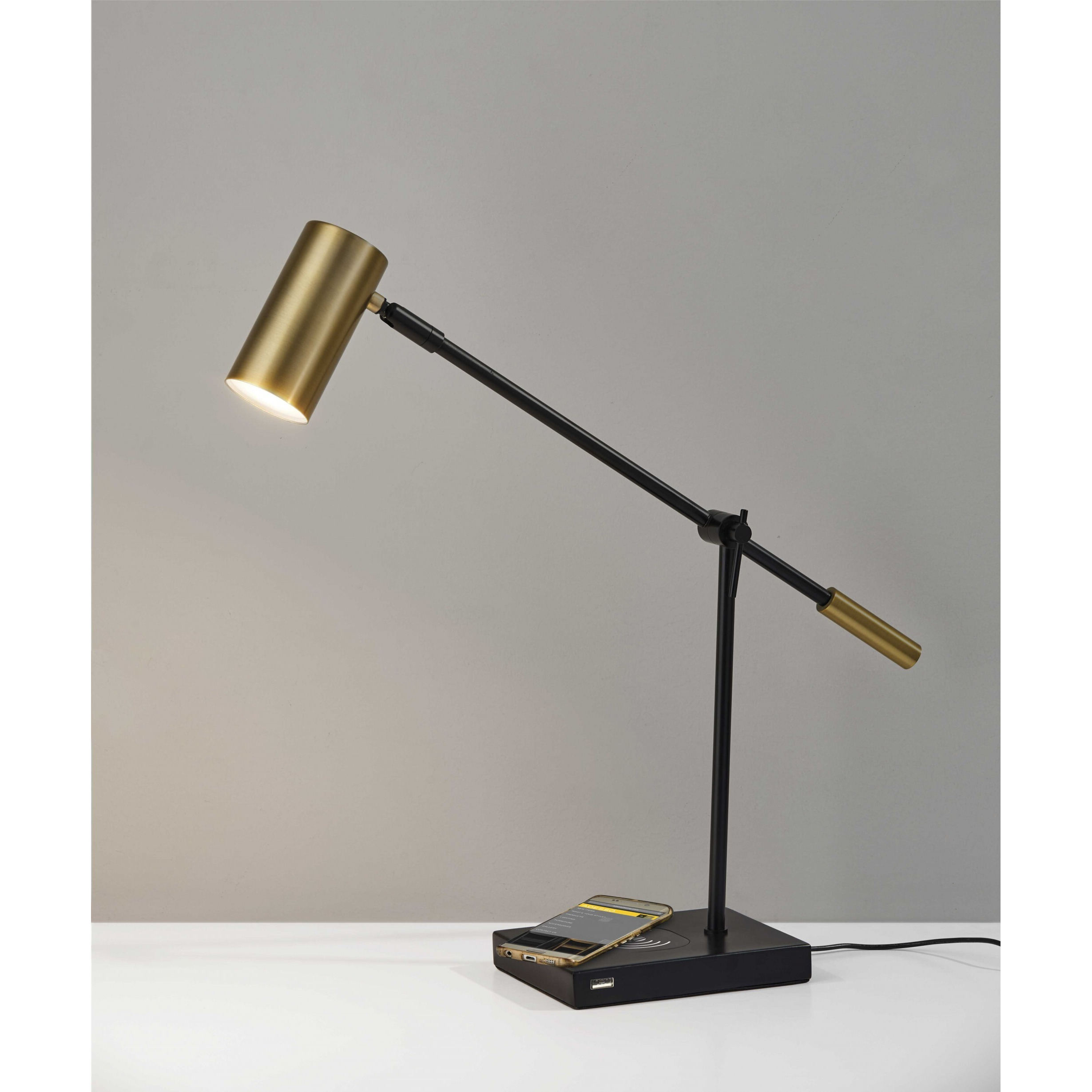 Tech Savvy Black Metal Led Charging Desk Lamp