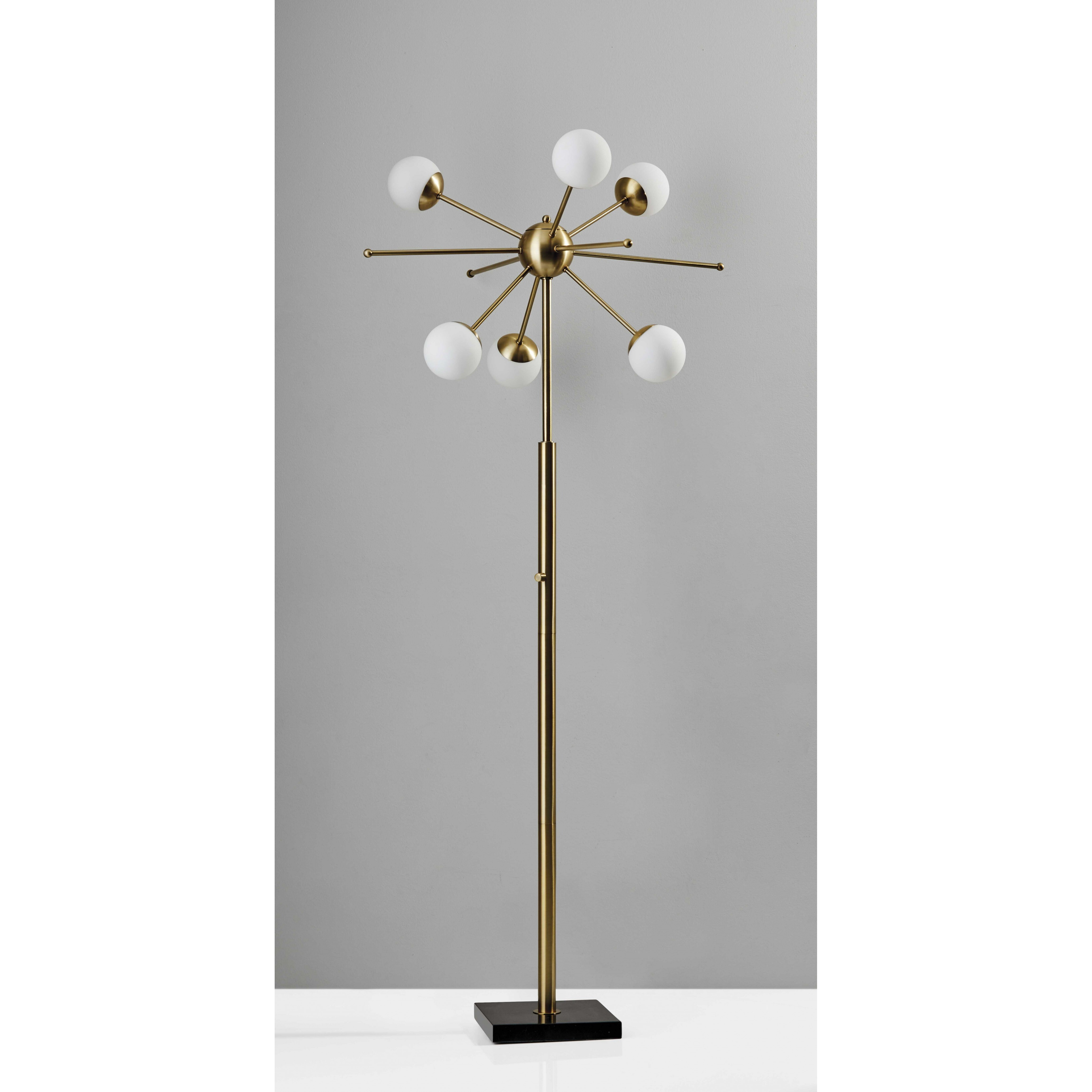 64"" Brass Six Light Novelty Floor Lamp