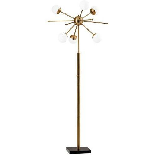 64"" Brass Six Light Novelty Floor Lamp