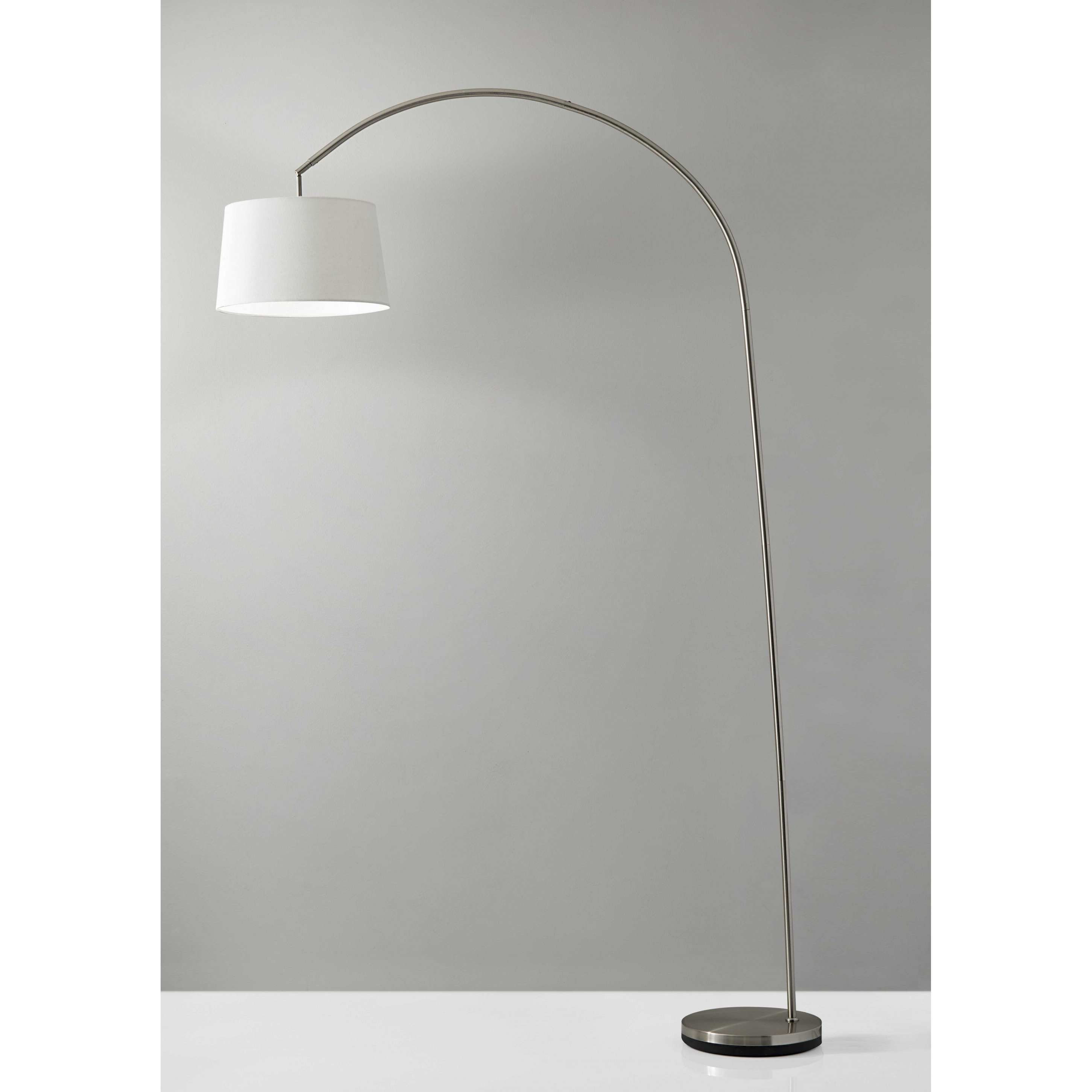 Sweeping Curve Floor Lamp In Satin Steel
