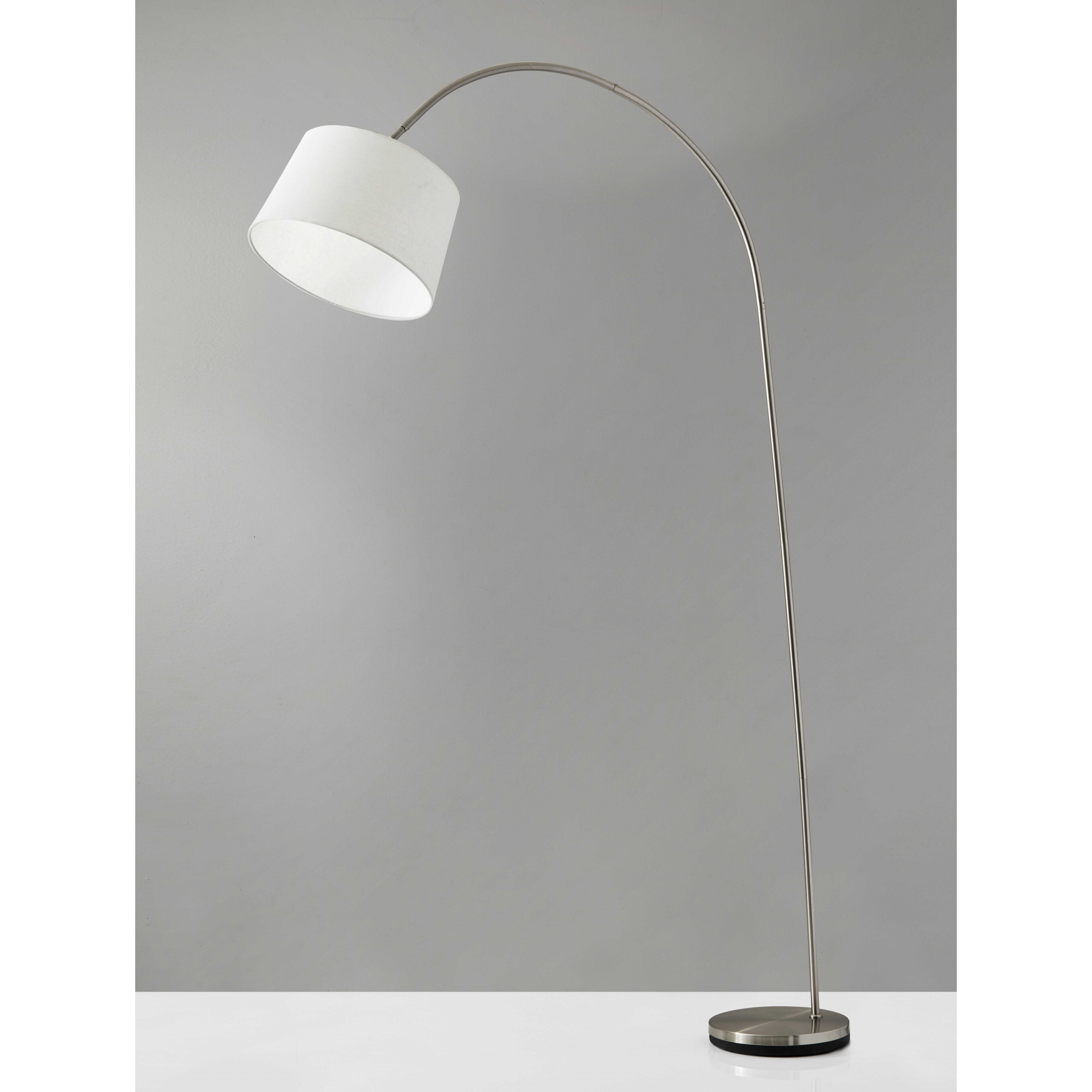 Sweeping Curve Floor Lamp In Satin Steel