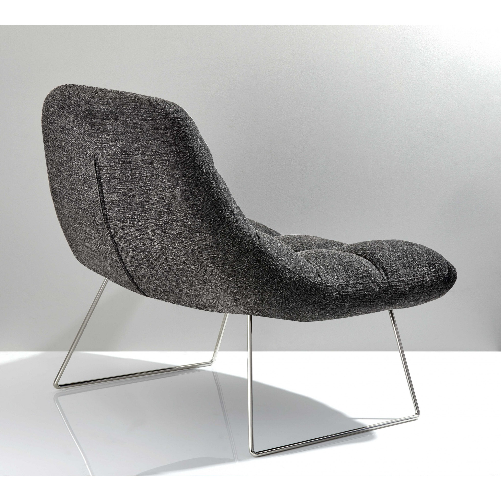 40"" X 33"" X 33"" Dark Grey Soft Textured Fabric And Brushed Steel Chair