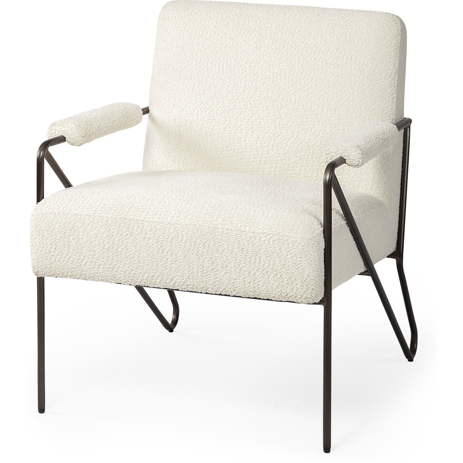 Off White Fabric Wrap Accent Chair With Metal Frame
