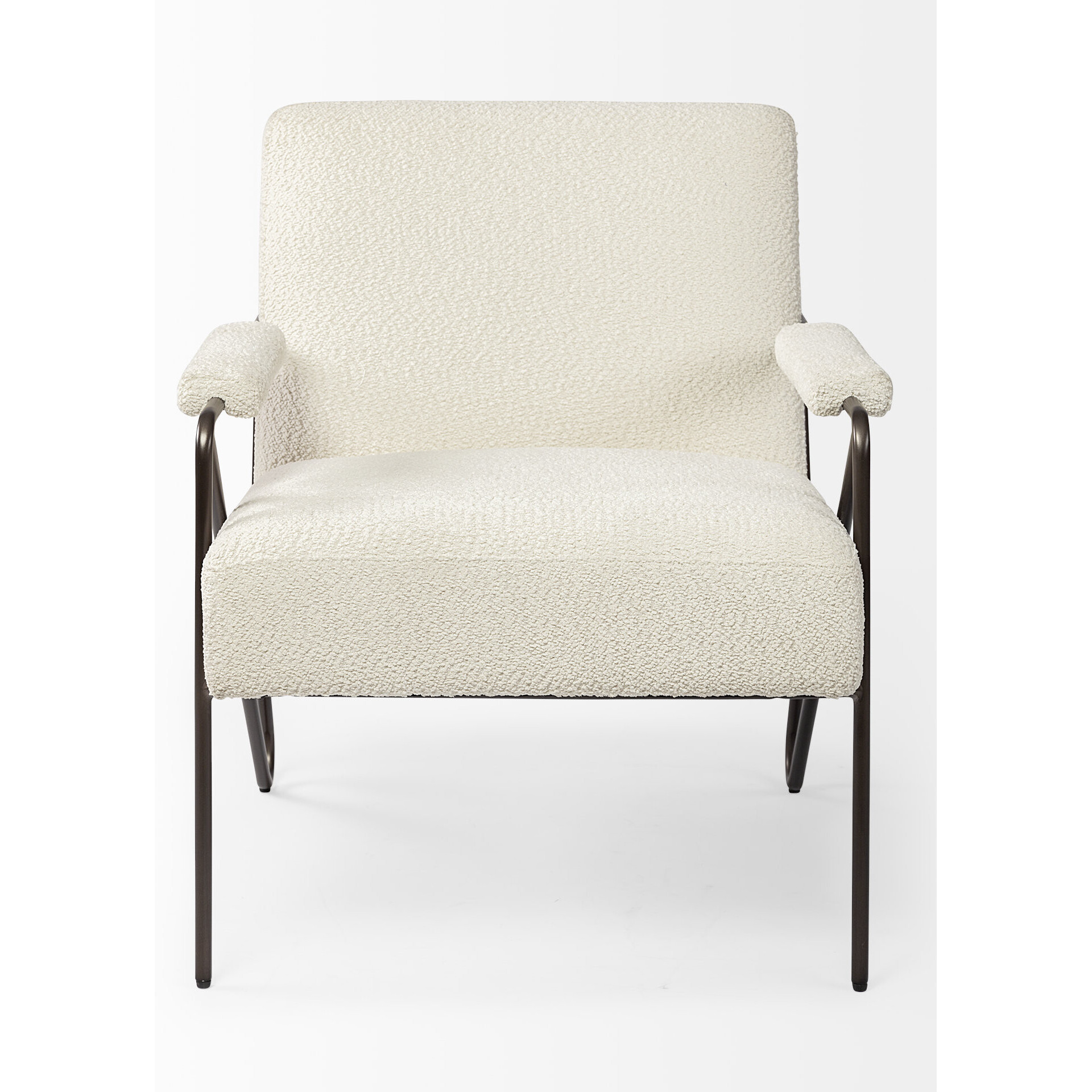 Off White Fabric Wrap Accent Chair With Metal Frame