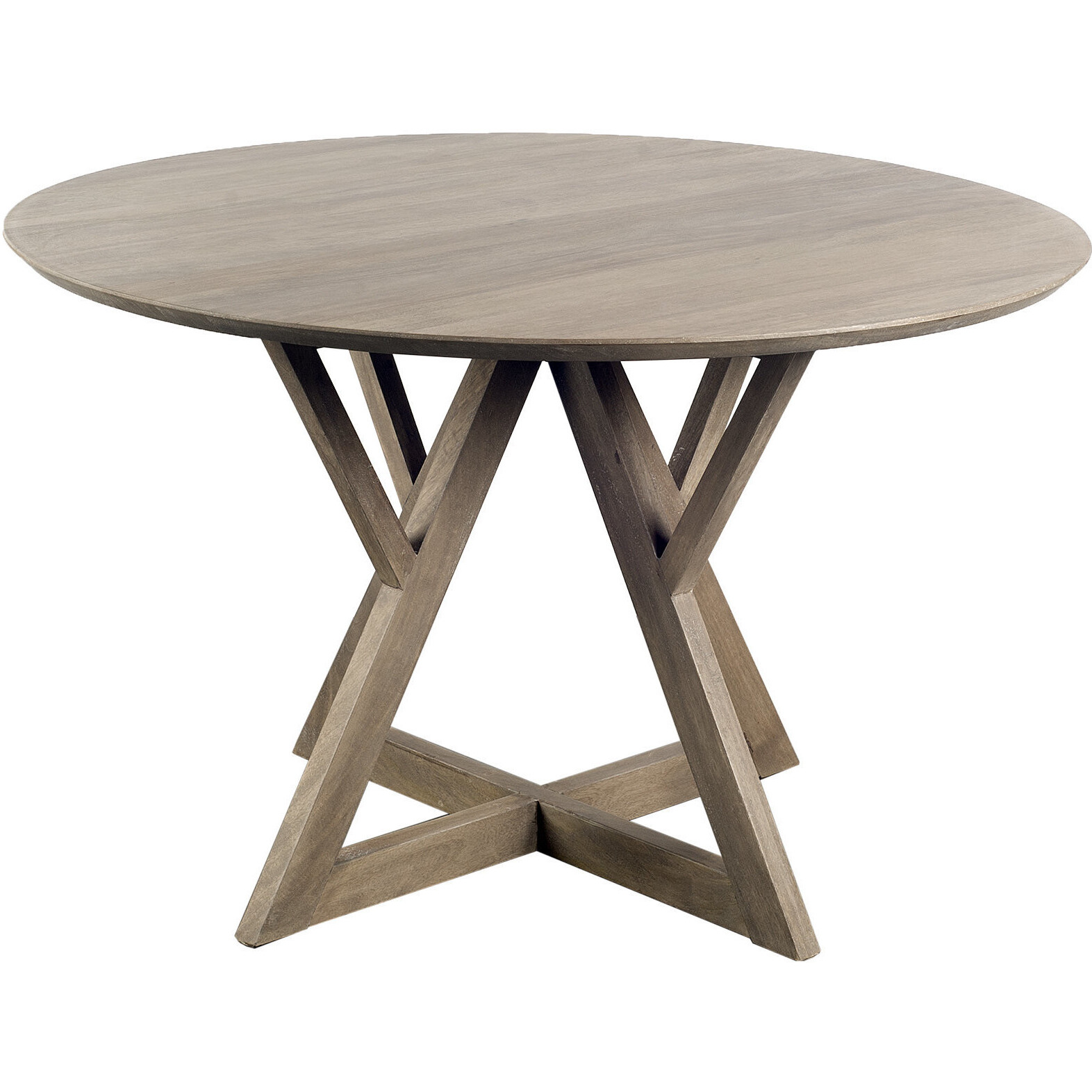 48"" Round Brown Solid Wood Table Top And Base Dining Table
