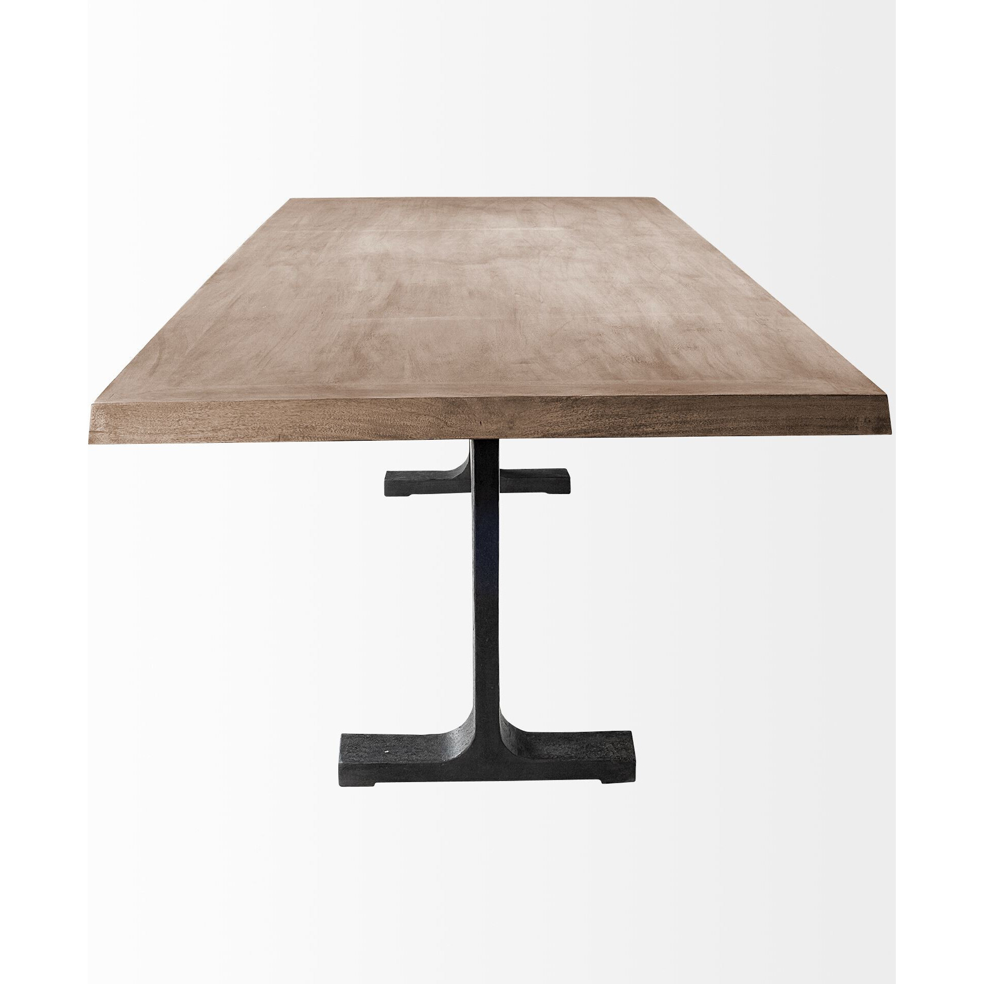 96X42 Rectangular Brown Solid Wood Top With Black Metal Base Dining Table