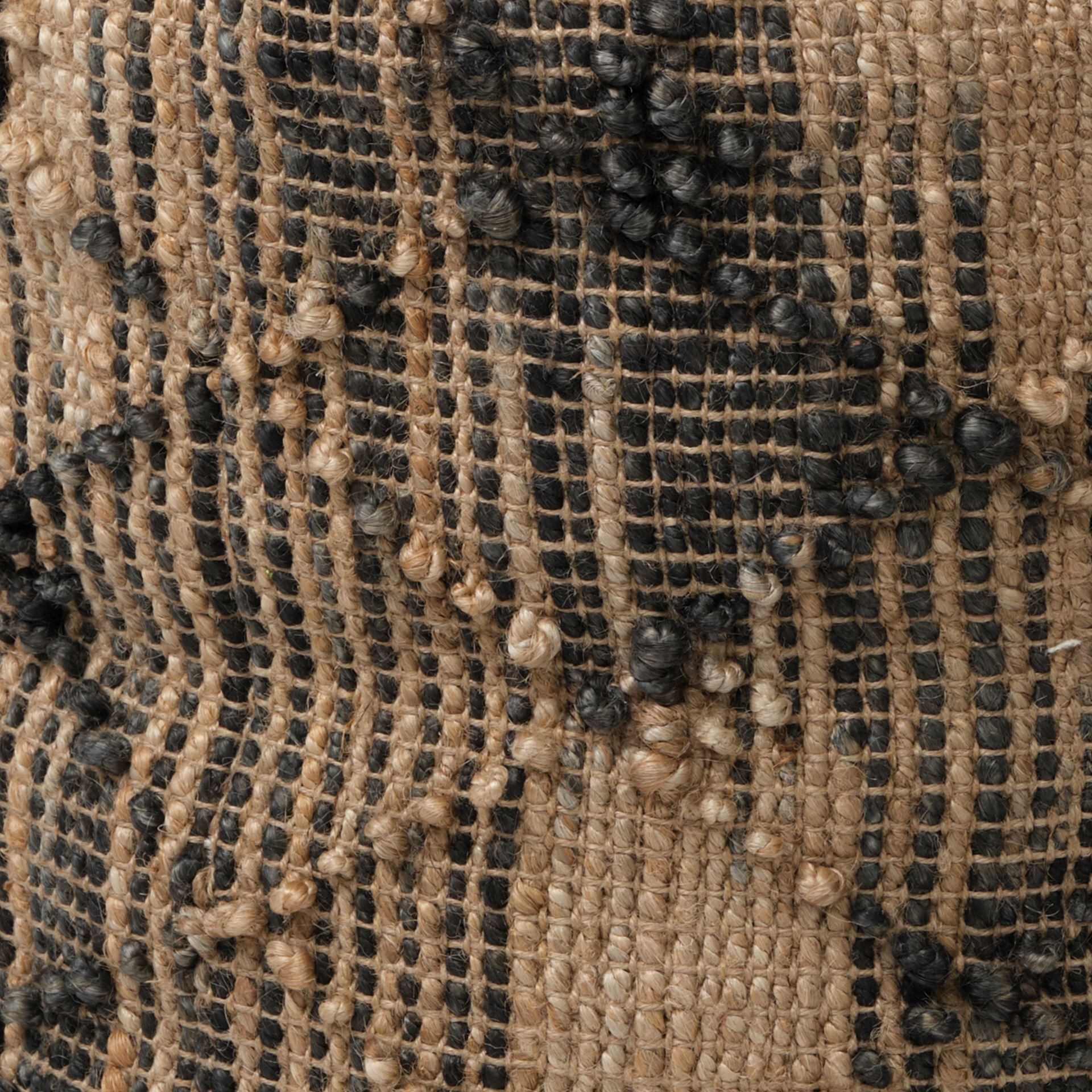 Tan Jute Cylindrical Pouf With Popcorn Stich