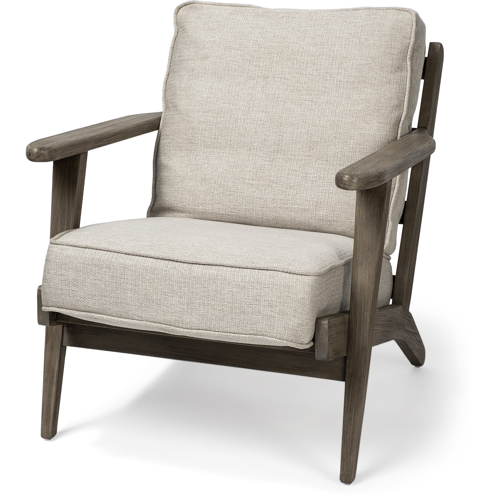 Cream Fabric Wrapped Accent Chair With Wooden Frame
