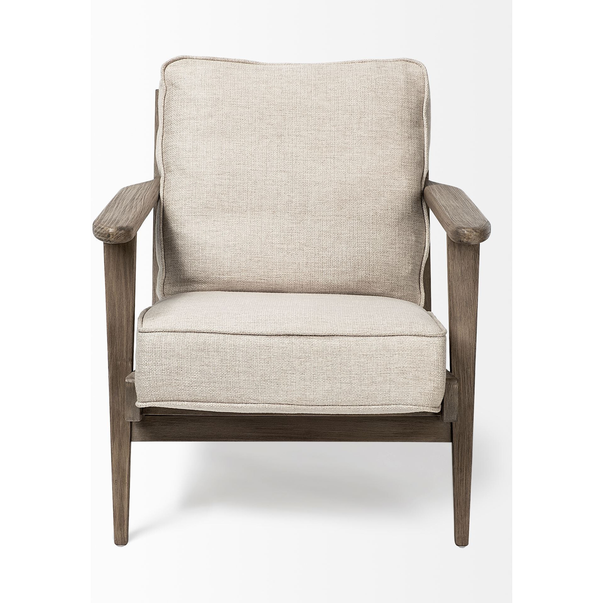 Cream Fabric Wrapped Accent Chair With Wooden Frame