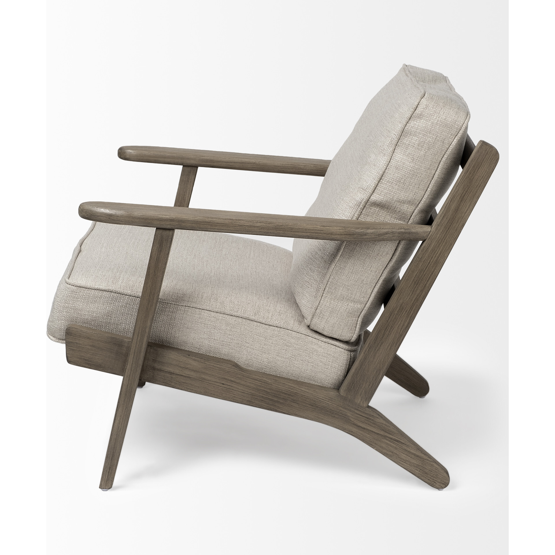 Cream Fabric Wrapped Accent Chair With Wooden Frame
