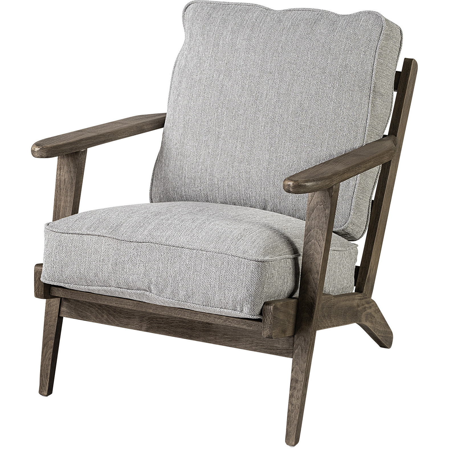 Frost Grey Fabric Wrapped Honey Wooden Frame Accent Chair