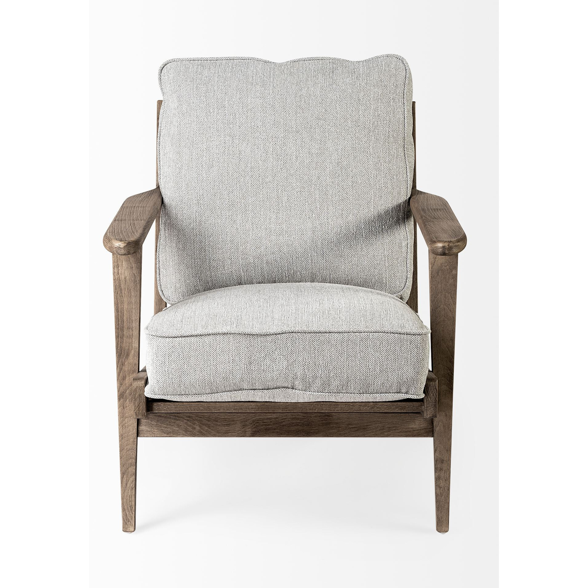 Frost Grey Fabric Wrapped Honey Wooden Frame Accent Chair