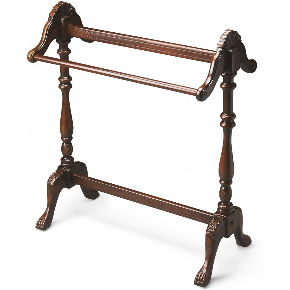 Dark Brown Finish Hand Harved Wooden Blanket Stand