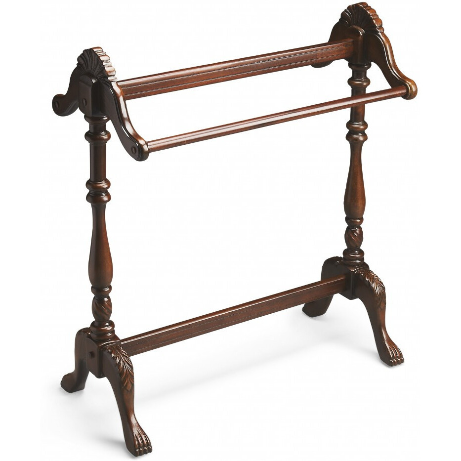 Dark Brown Finish Hand Harved Wooden Blanket Stand
