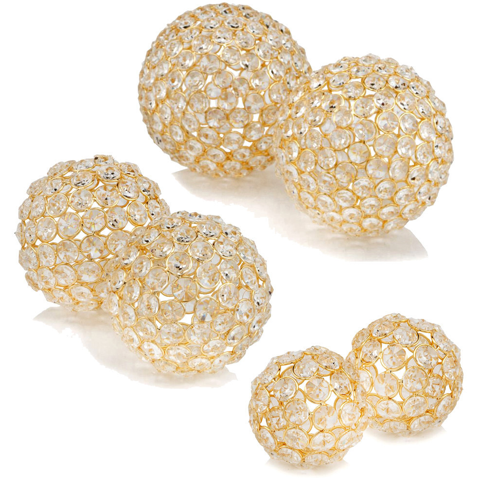 Set Of 2  4"" Polished Spheres In Brilliant Shiny Luster Finished And Golden Frame