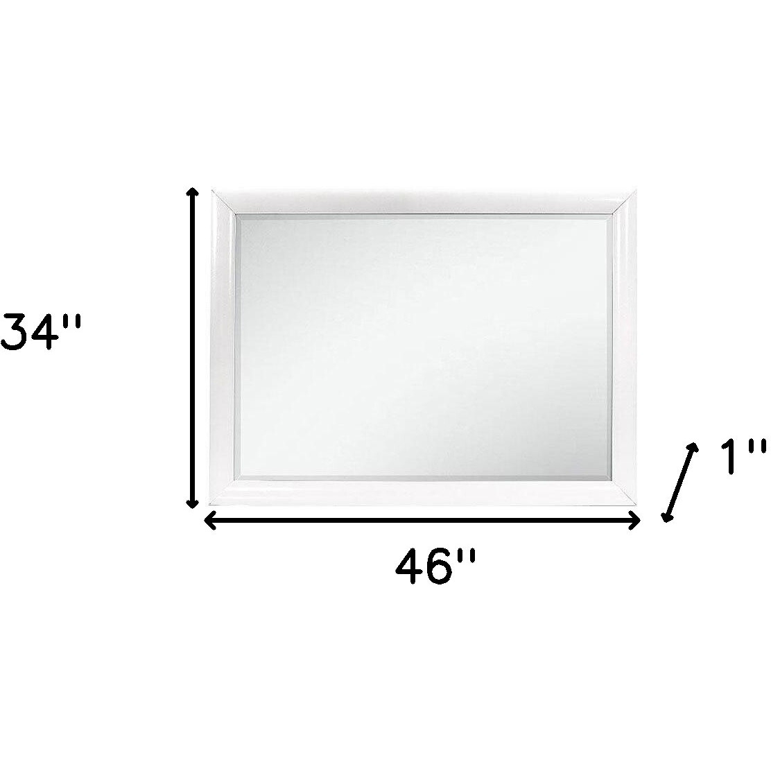 White Mirror With Rectangular Wood Trim