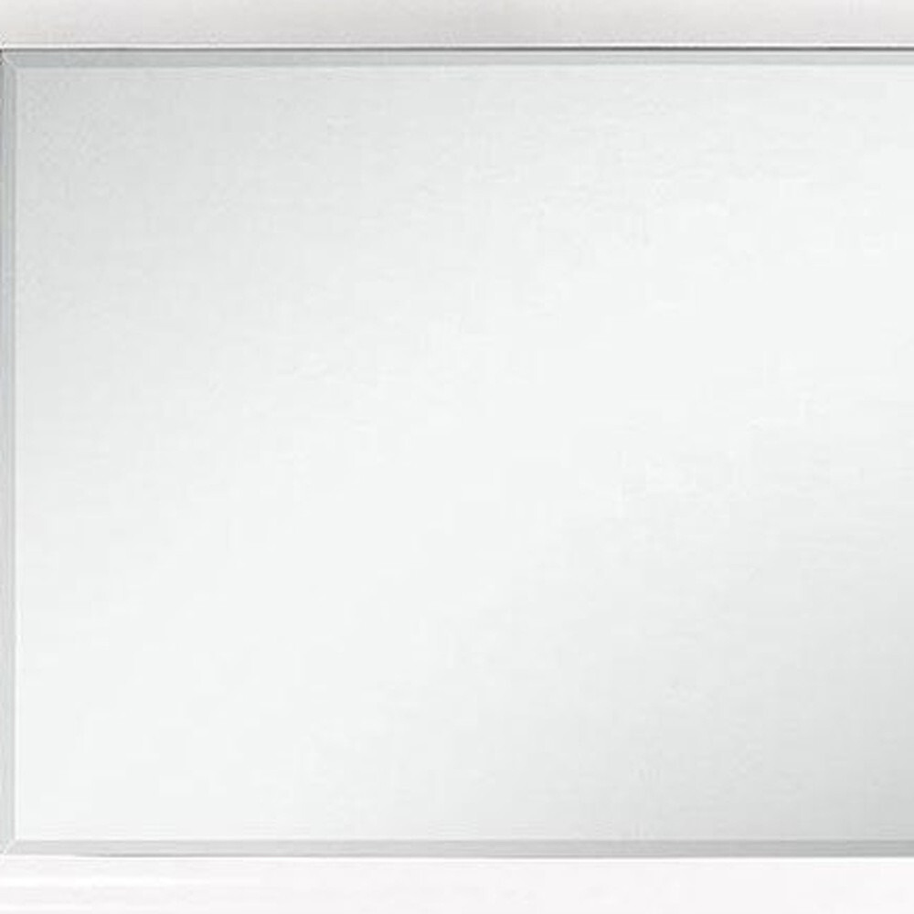 White Mirror With Rectangular Wood Trim