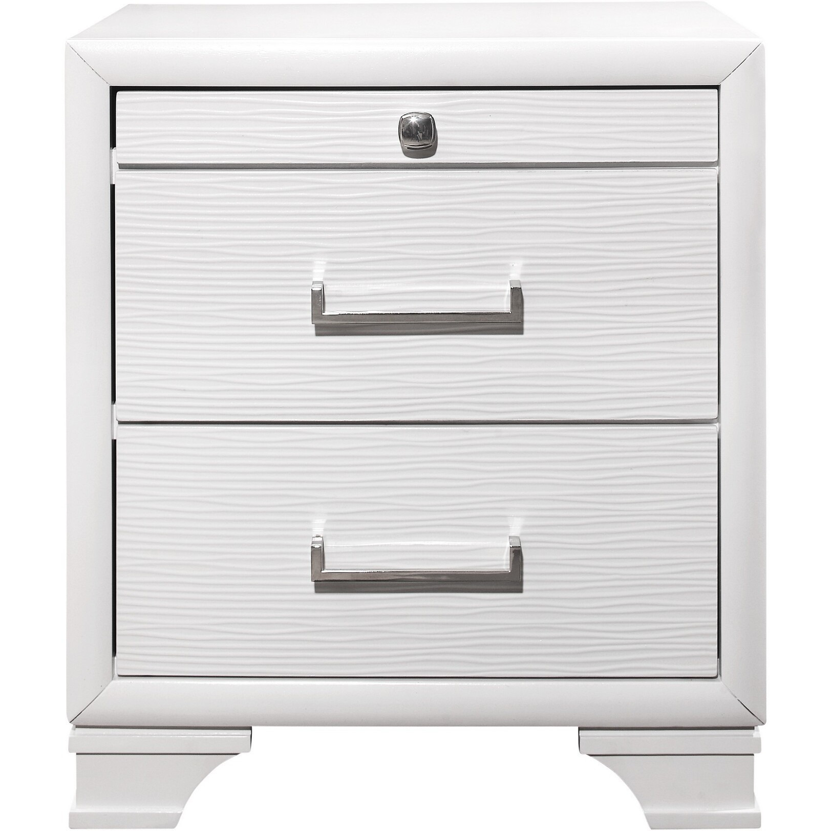White Nightstand With 3 Drawers