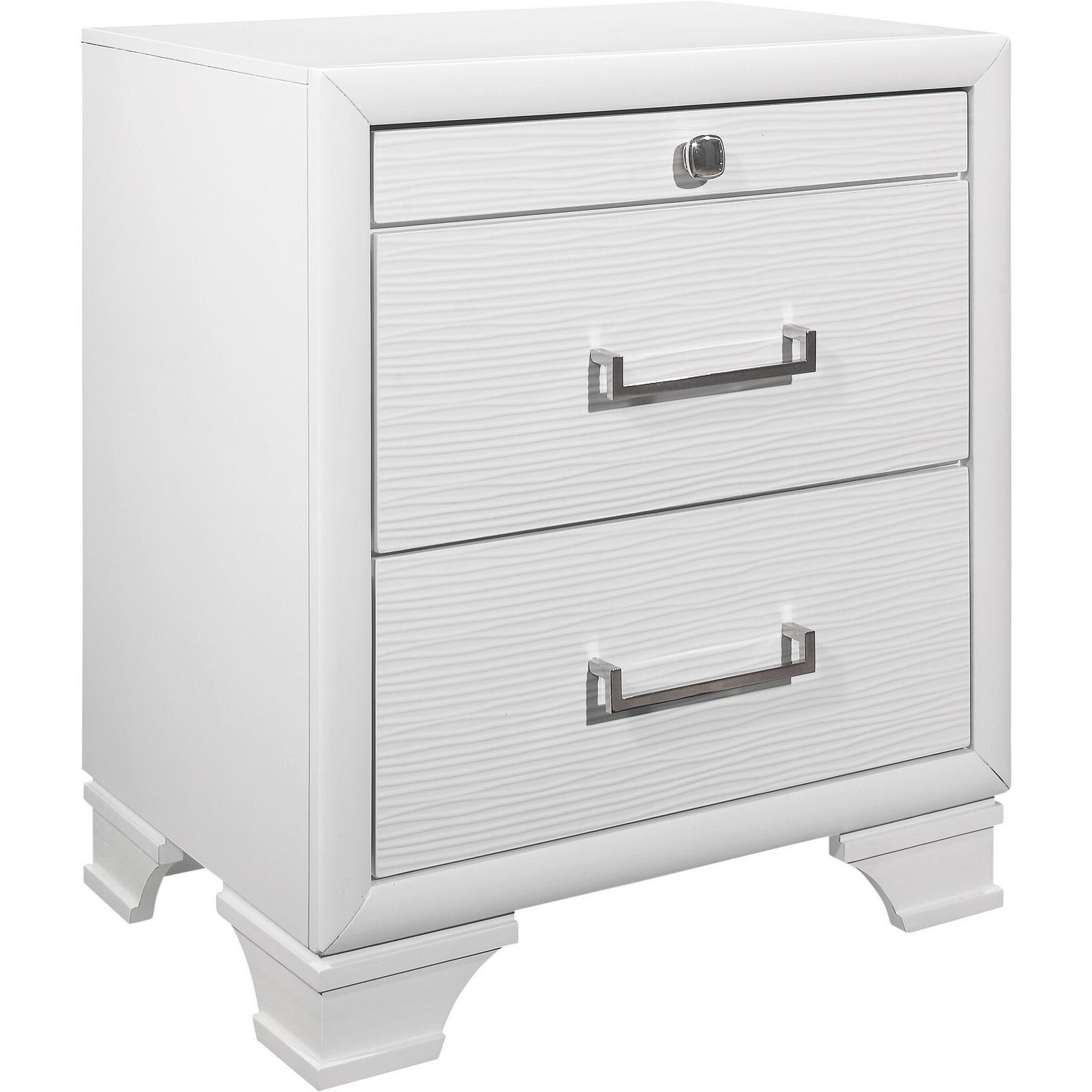 White Nightstand With 3 Drawers