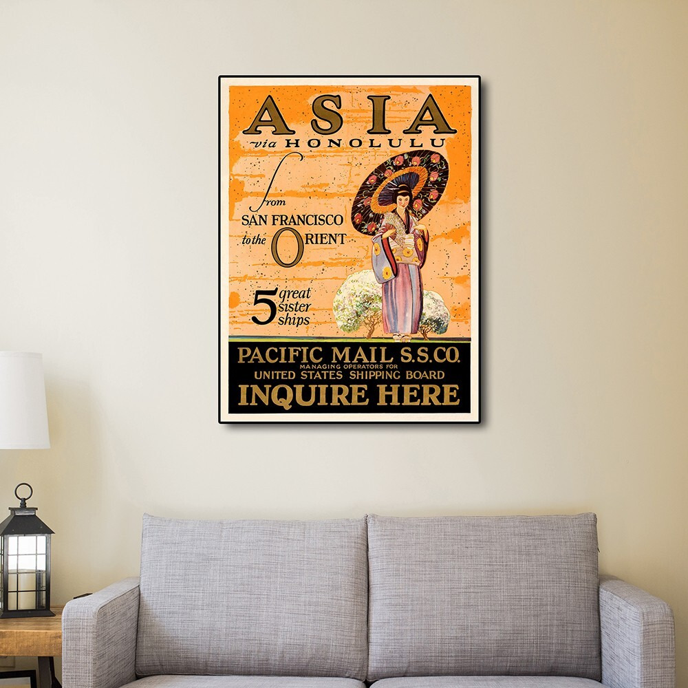 8.5"" X 11"" Asia Via Honolulu Vintage Travel Wall Art